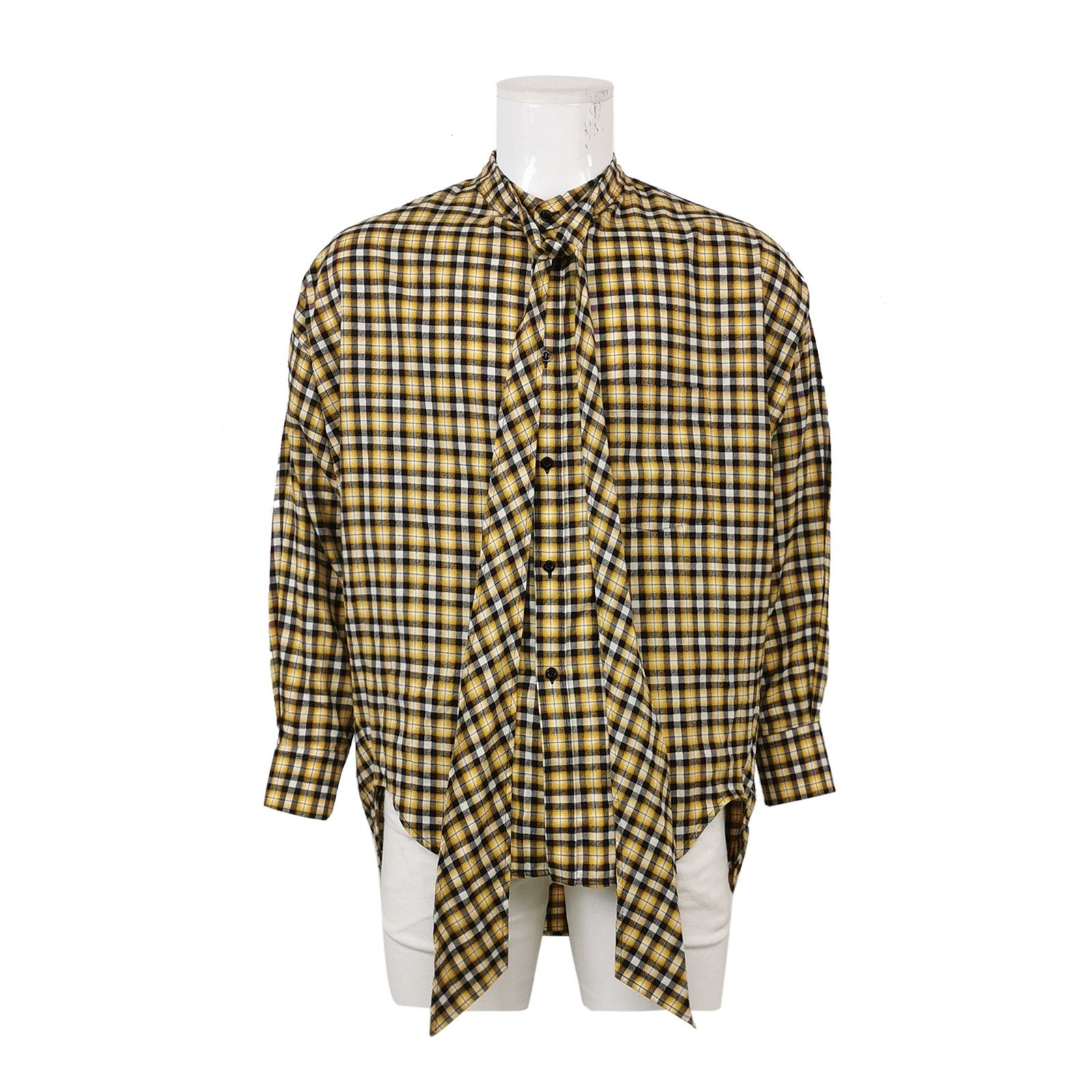 Balenciaga Balenciaga Cotton Check Logo Collared Long-Sleeve Shirt Size US XXS / EU 40 - 2 Thumbnail