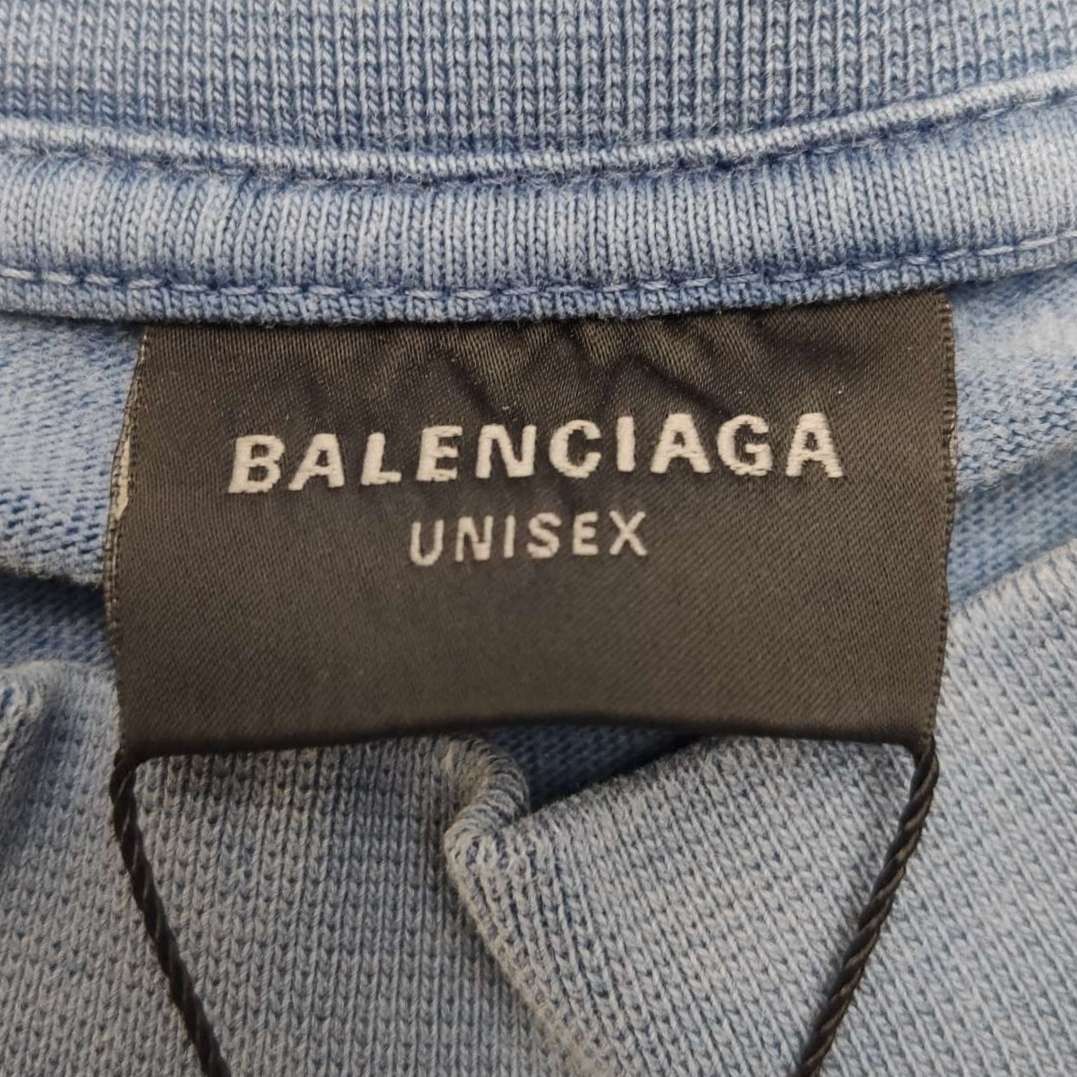 Balenciaga Balenciaga Logo Print Cotton T-shirt S Blue Size US S / EU 44-46 / 1 - 7 Thumbnail