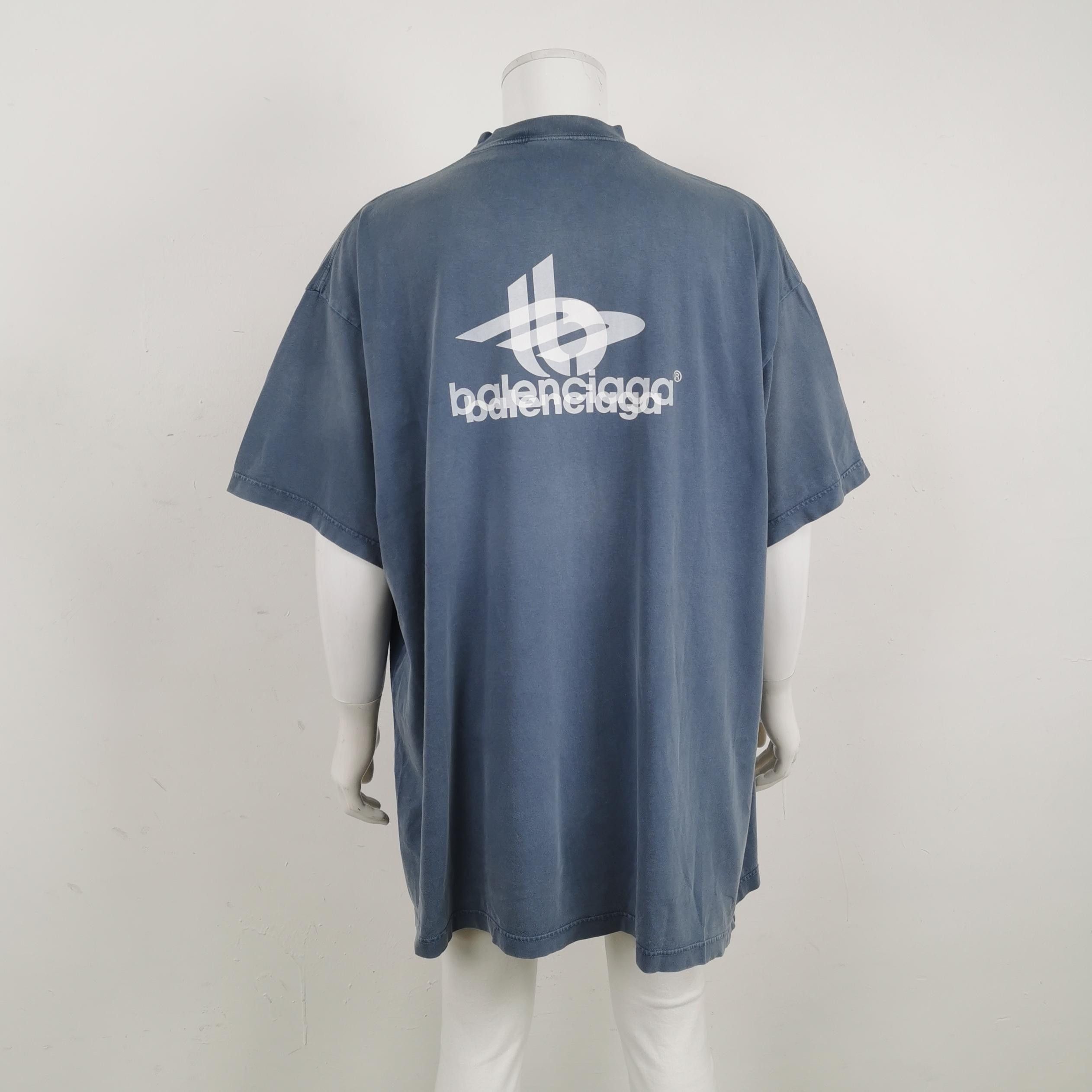 Balenciaga Balenciaga Logo Print Cotton T-shirt S Blue Size US S / EU 44-46 / 1 - 3 Thumbnail