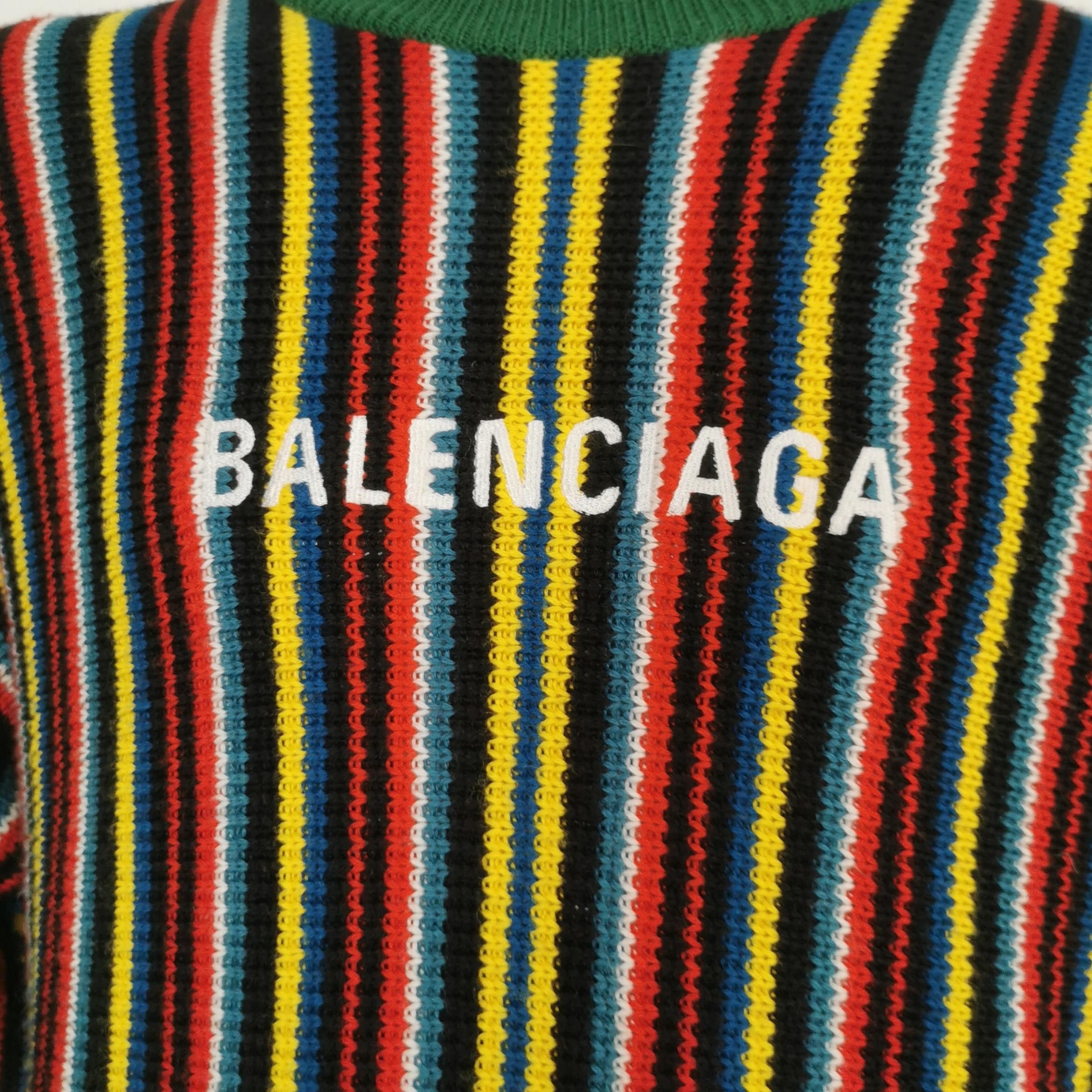 Balenciaga Balenciaga Striped Logo Crewneck Sweater XS Size US XS / EU 42 / 0 - 6 Thumbnail