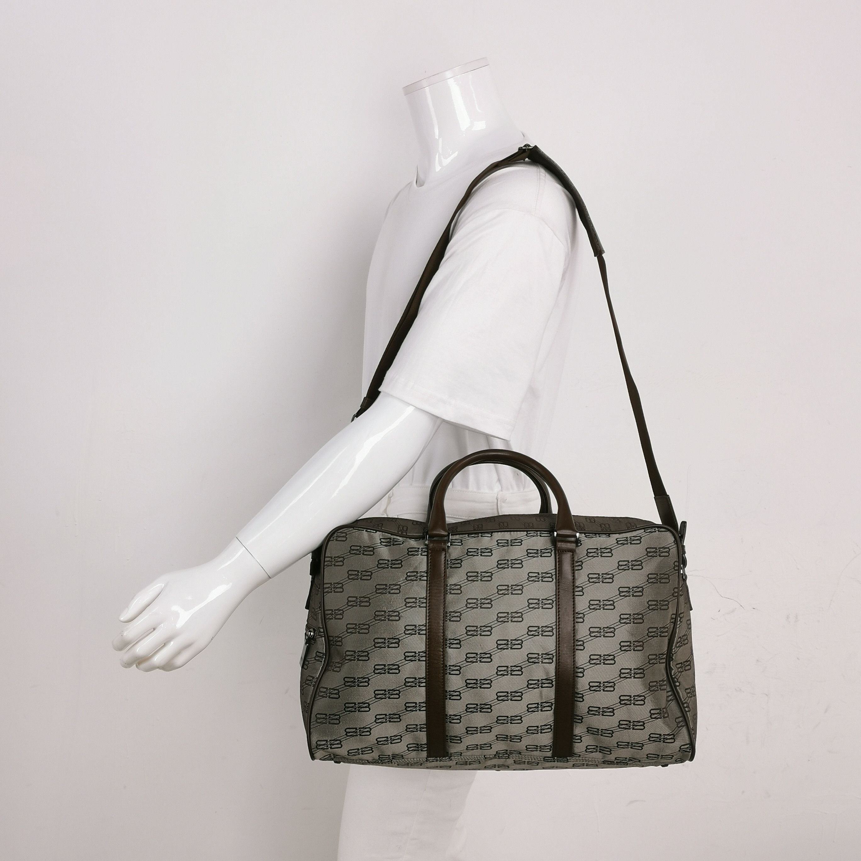 Balenciaga Balenciaga Double B Monogram Leather-Nylon Zip Tote Size ONE SIZE - 4 Thumbnail