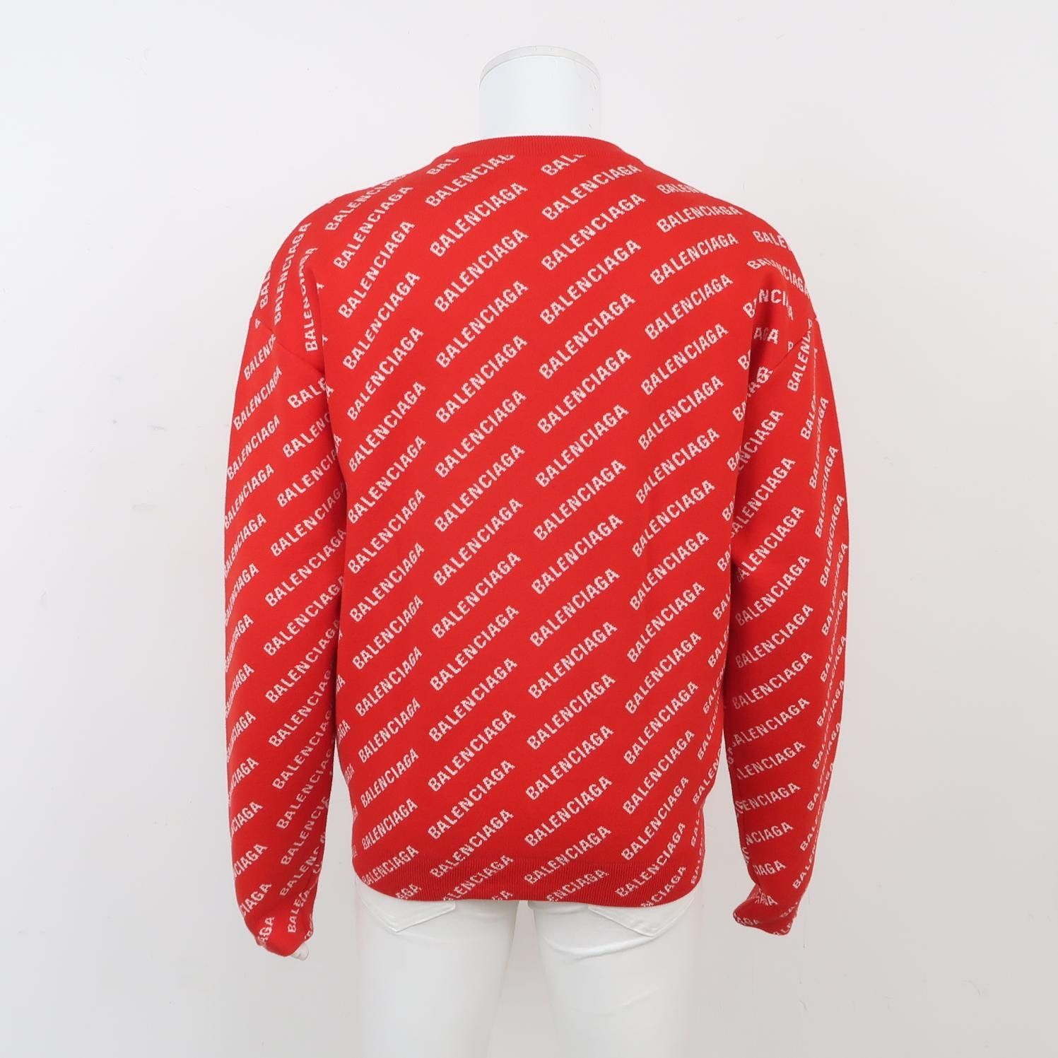 Balenciaga Balenciaga Red Logo Print Cotton Crewneck Sweater S Size US S / EU 44-46 / 1 - 3 Thumbnail