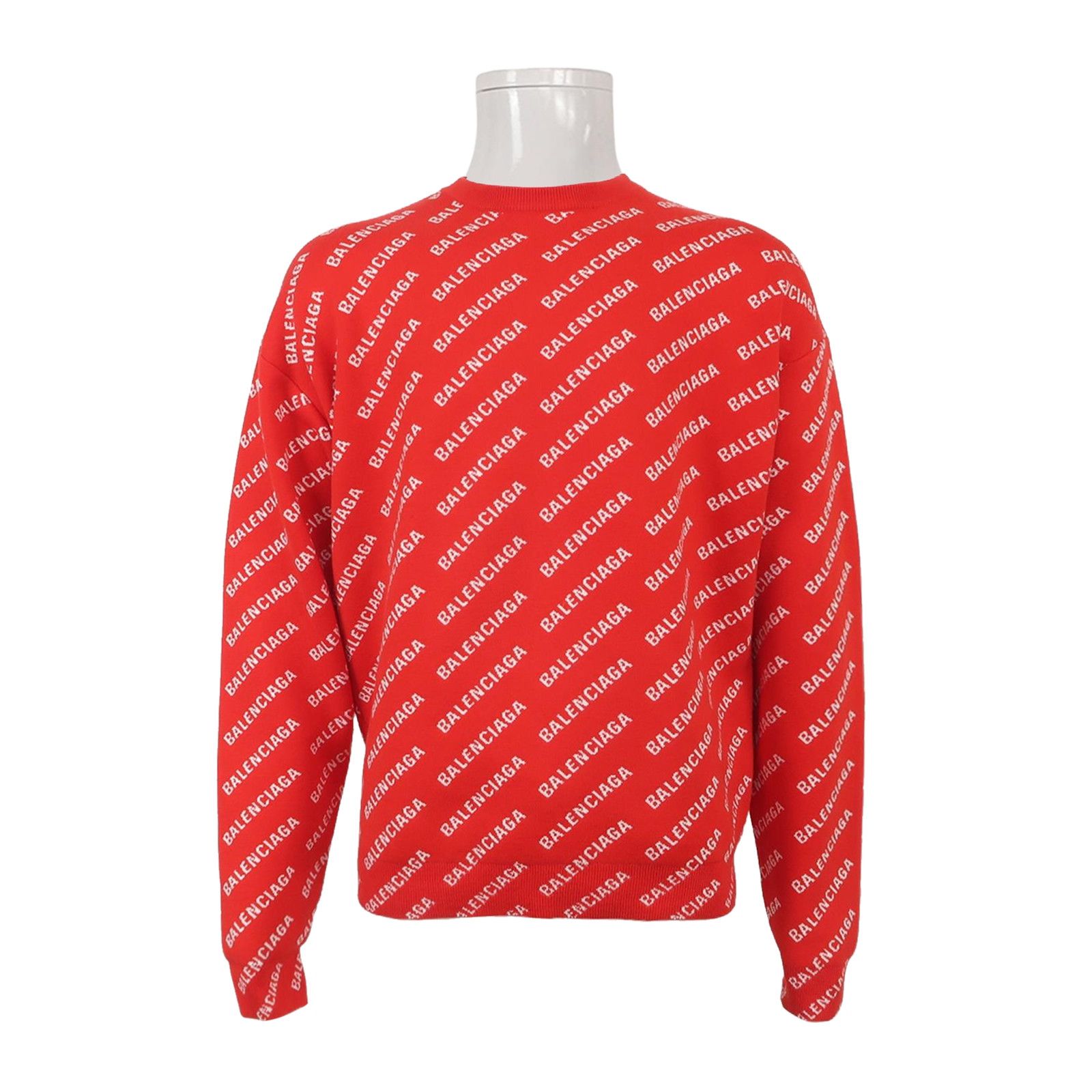 Balenciaga Balenciaga Red Logo Print Cotton Crewneck Sweater S Size US S / EU 44-46 / 1 - 2 Thumbnail