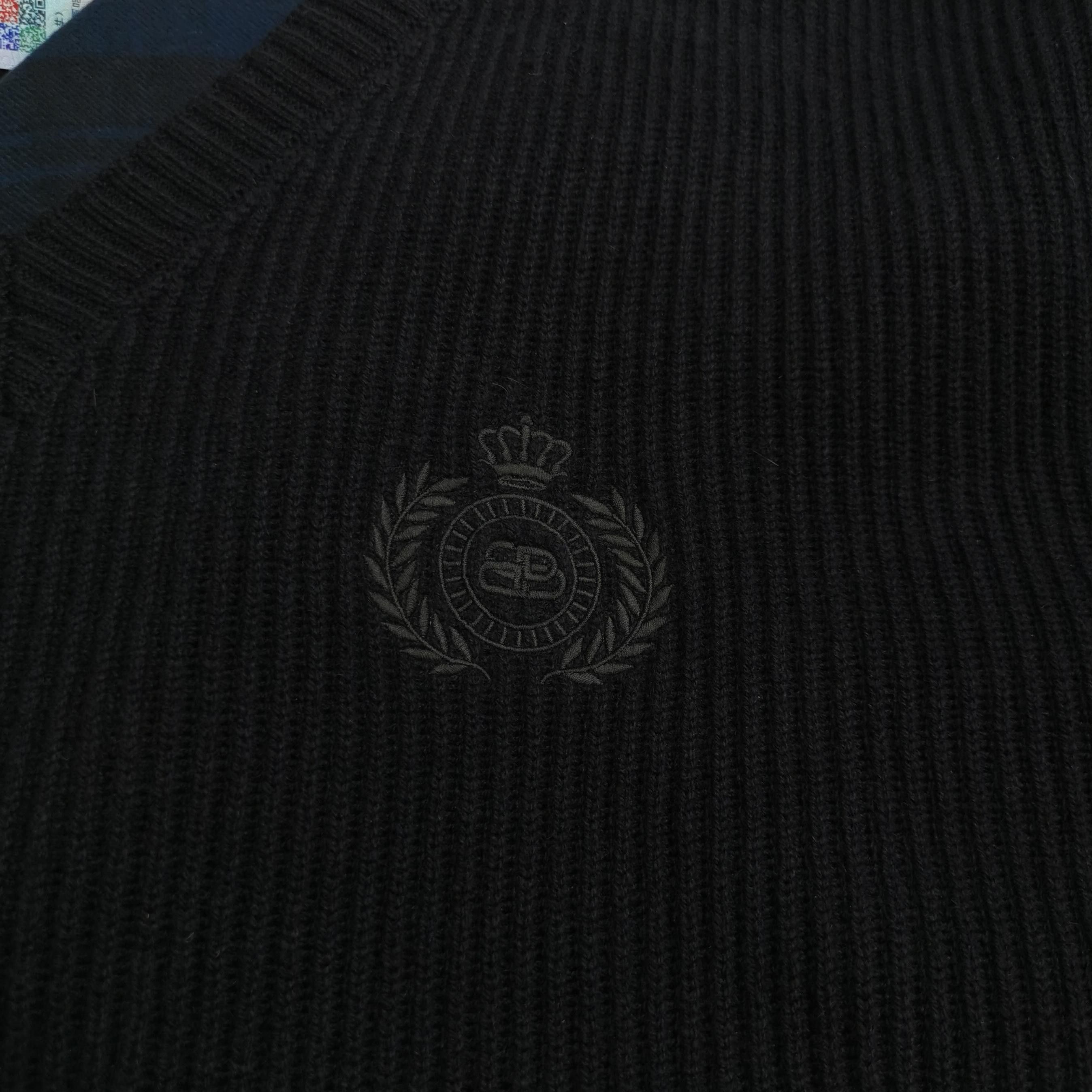 Balenciaga Balenciaga S Black V-Neck Ribbed Sweater Size US S / EU 44-46 / 1 - 5 Thumbnail