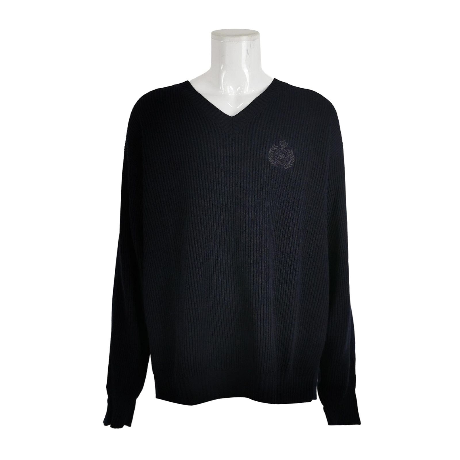 Balenciaga Balenciaga S Black V-Neck Ribbed Sweater Size US S / EU 44-46 / 1 - 2 Thumbnail