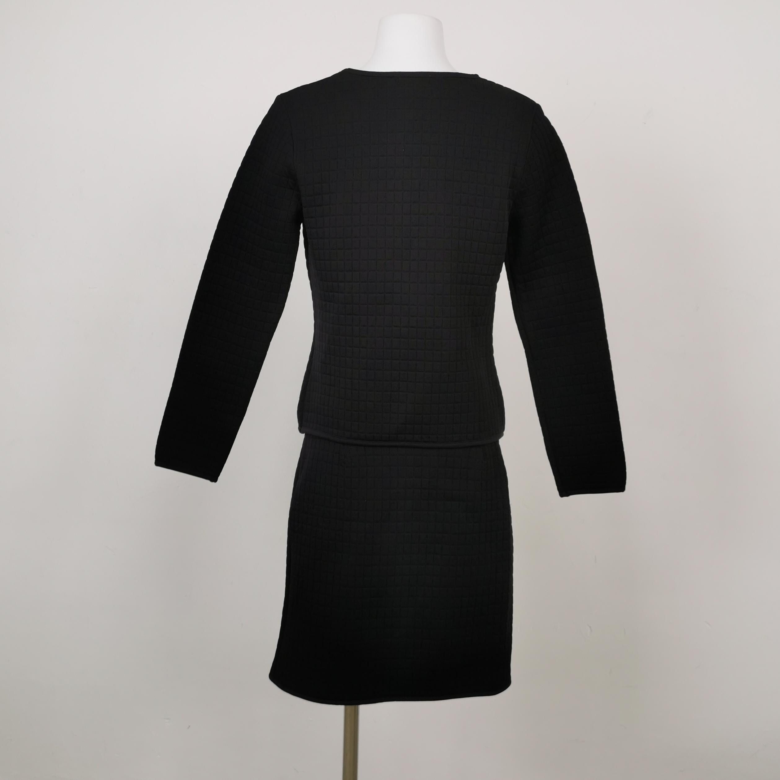 Balenciaga Balenciaga XS Black Quilted Top & Skirt Set Size XS / US 0-2 / IT 36-38 - 4 Thumbnail