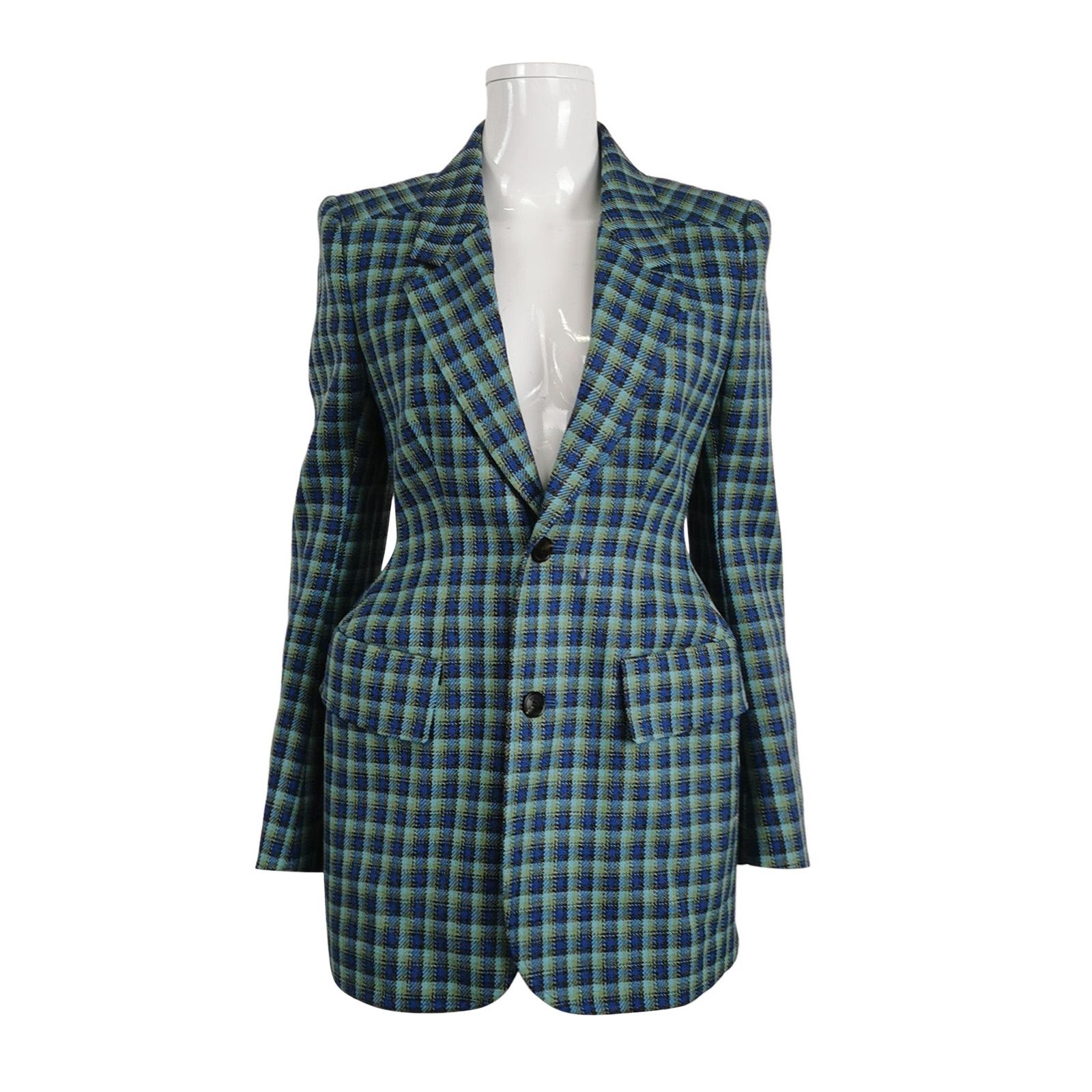 Balenciaga Balenciaga Wool Checkered Lapel Blazer S Size S / US 4 / IT 40 - 2 Thumbnail