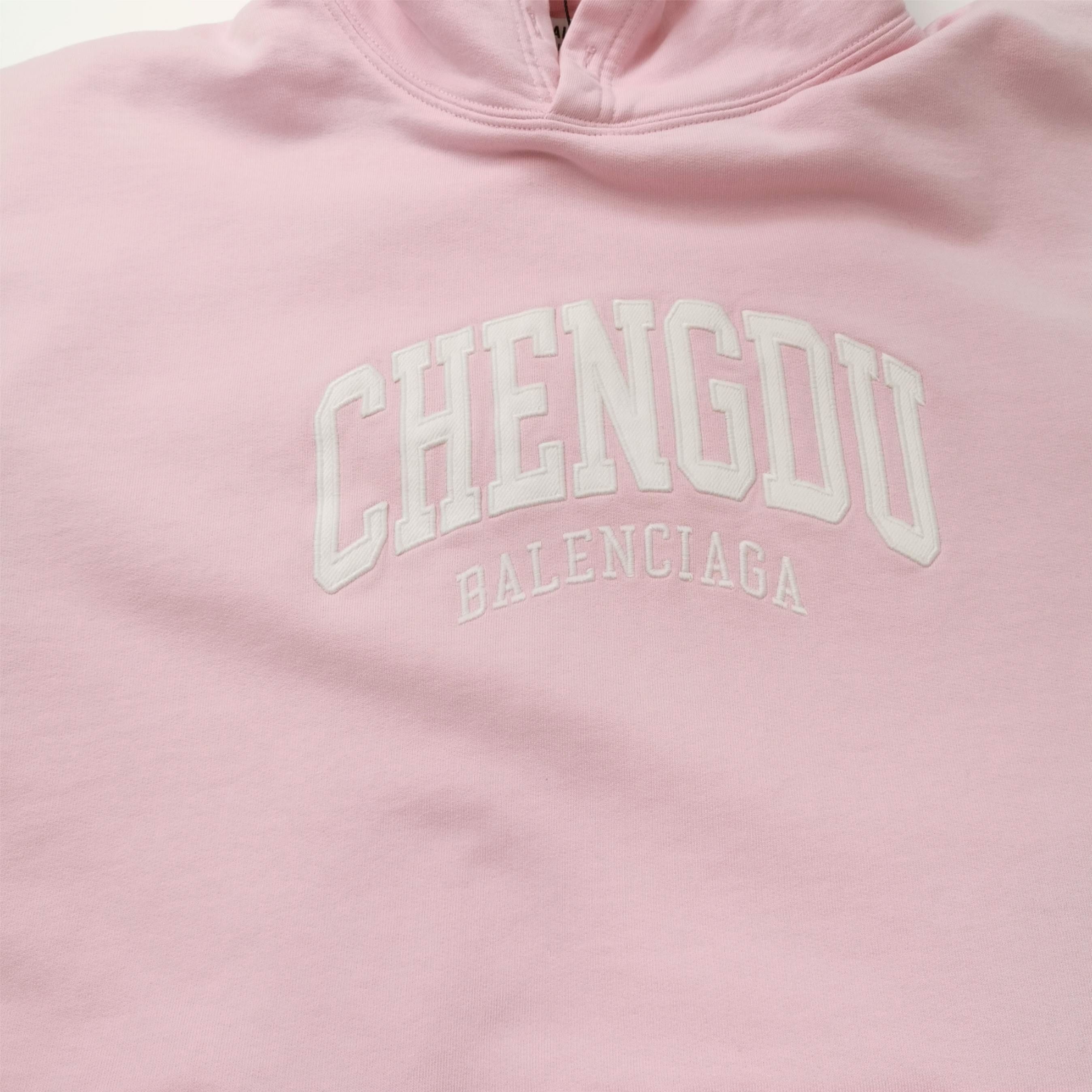 Balenciaga Balenciaga Pink 'CHENGDU' Logo Hoodie S Size S / US 4 / IT 40 - 6 Thumbnail