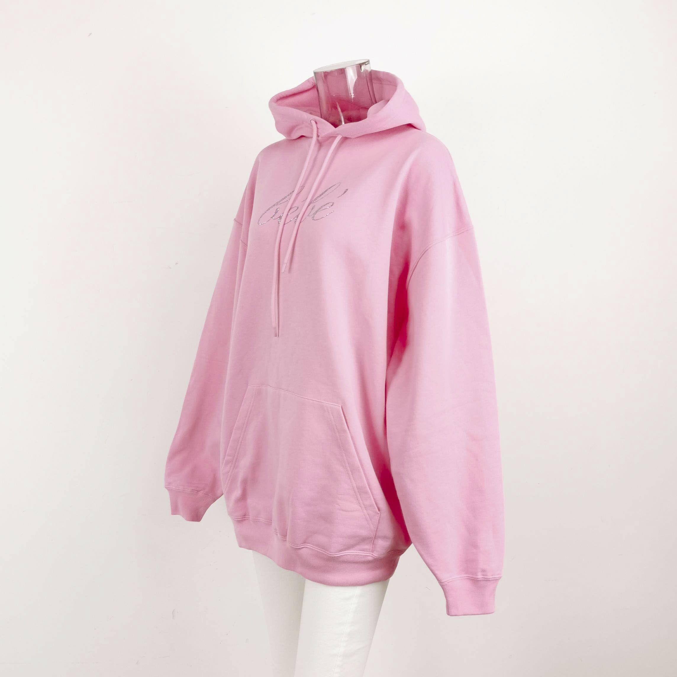 Balenciaga Balenciaga Pink Rhinestone Logo Cotton Hoodie S Size S / US 4 / IT 40 - 3 Thumbnail