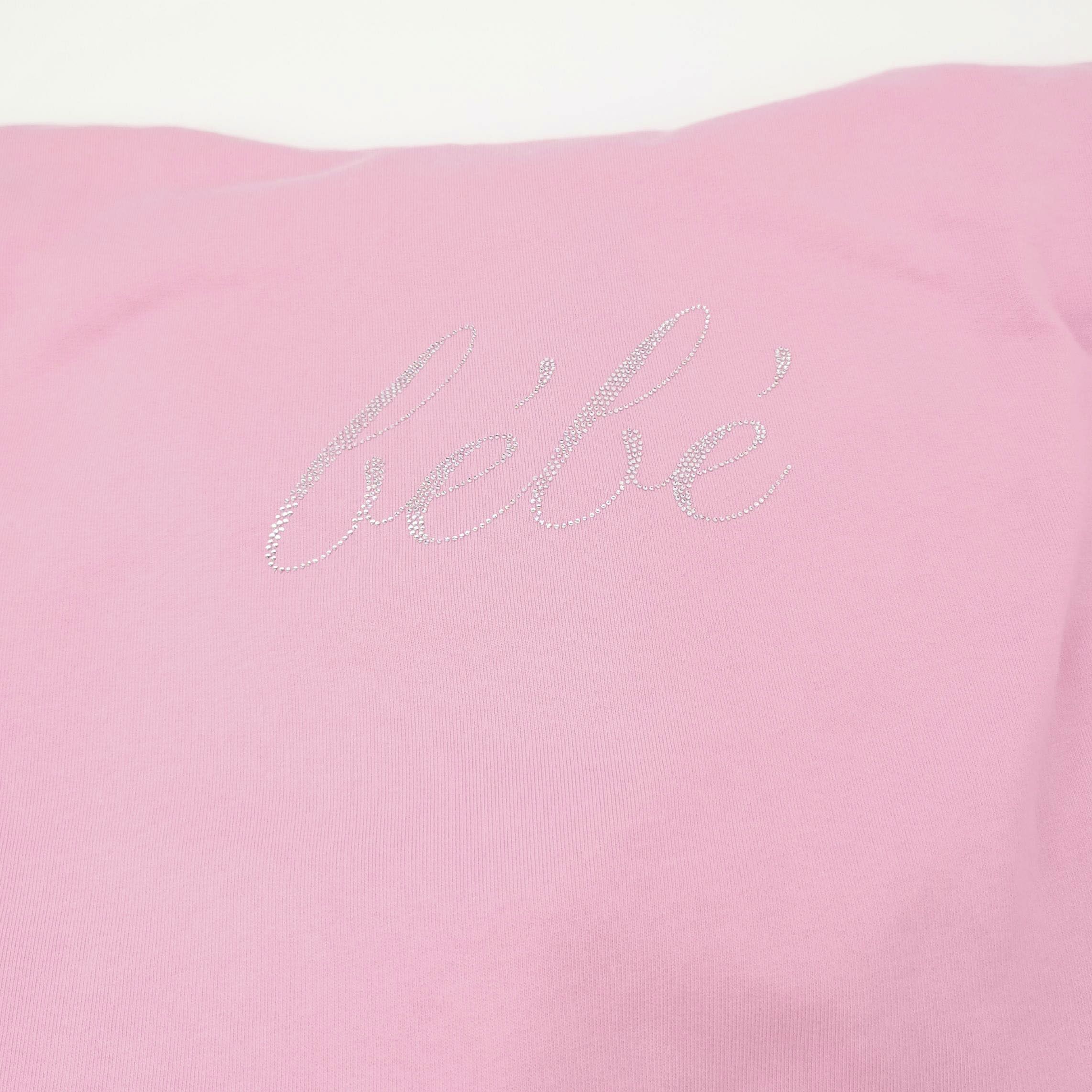 Balenciaga Balenciaga Pink Rhinestone Logo Cotton Hoodie S Size S / US 4 / IT 40 - 7 Thumbnail