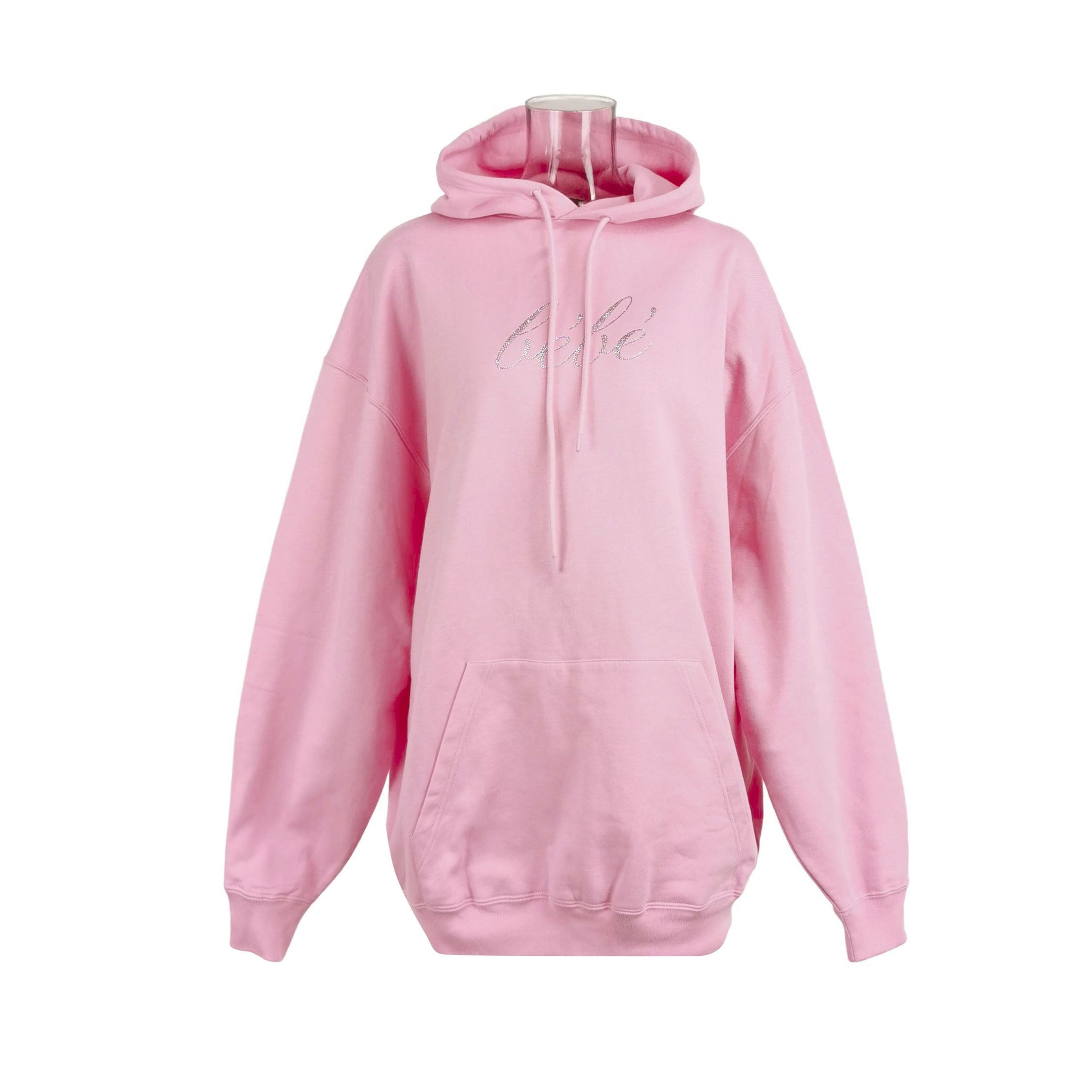 Balenciaga Balenciaga Pink Rhinestone Logo Cotton Hoodie S Size S / US 4 / IT 40 - 2 Thumbnail
