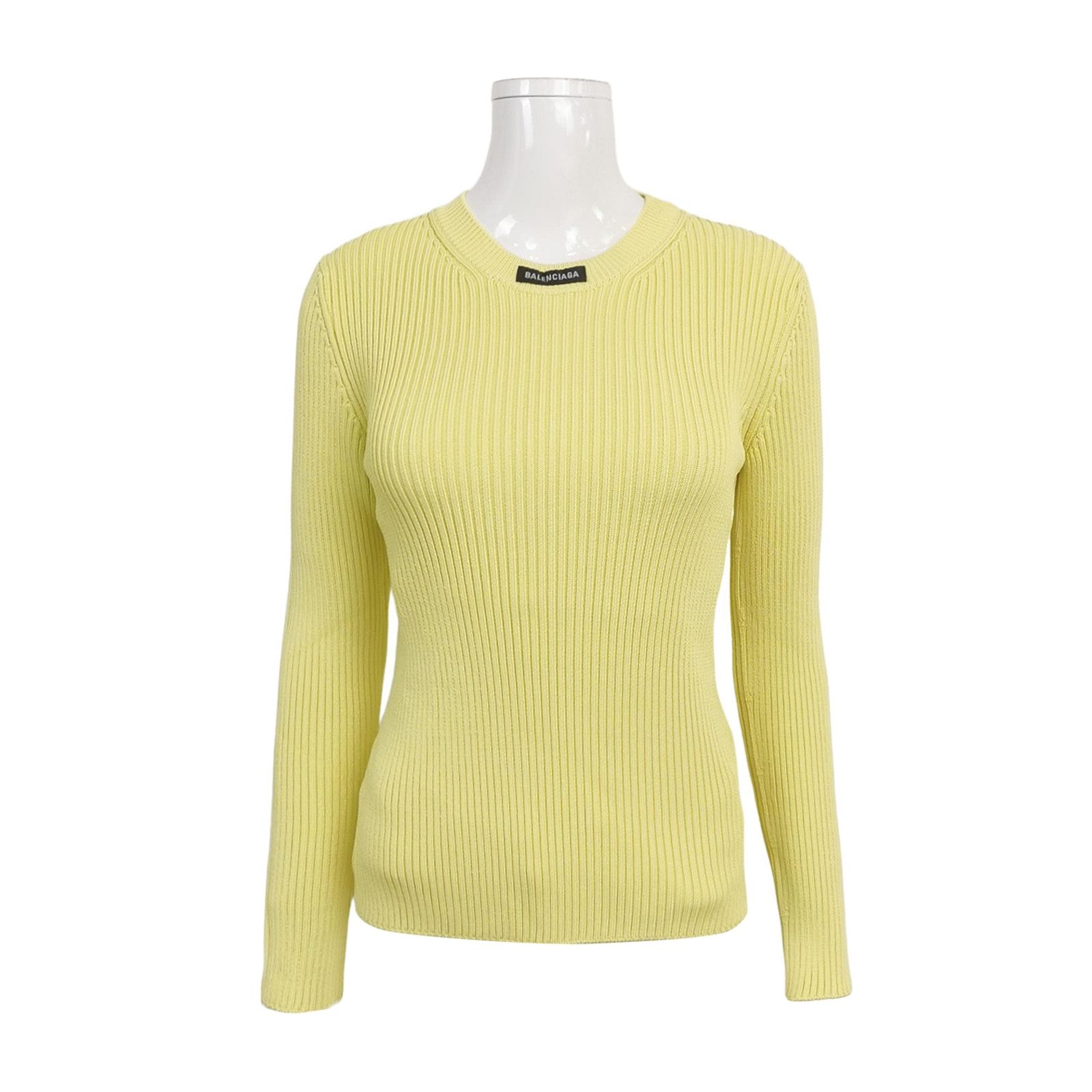 Balenciaga Balenciaga Yellow Ribbed Logo Crewneck Sweater M Size M / US 6-8 / IT 42-44 - 2 Thumbnail