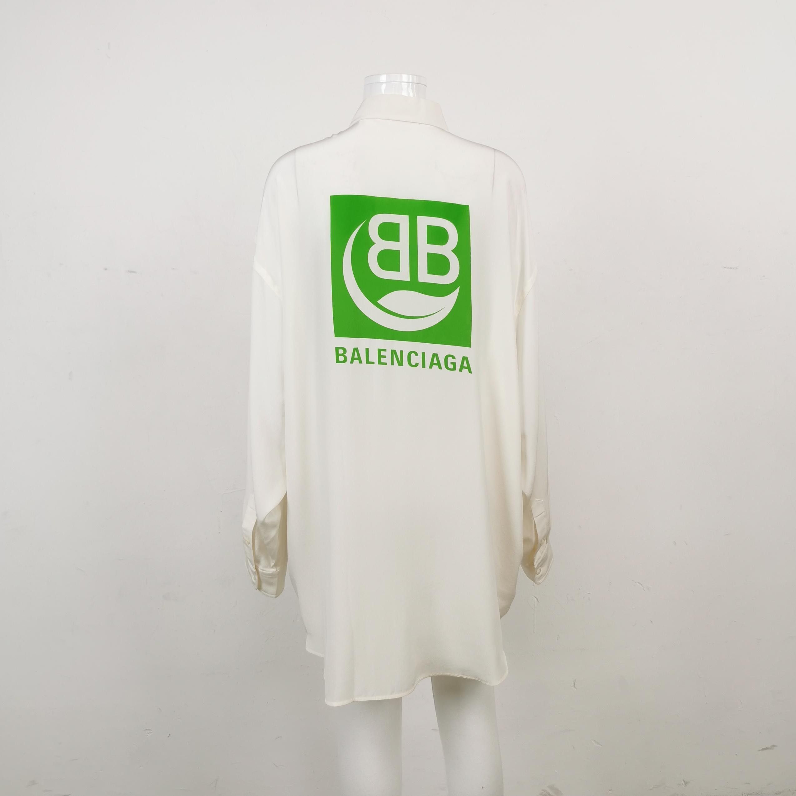 Balenciaga Balenciaga Silk Logo Button-Down Shirt White Size S / US 4 / IT 40 - 4 Thumbnail