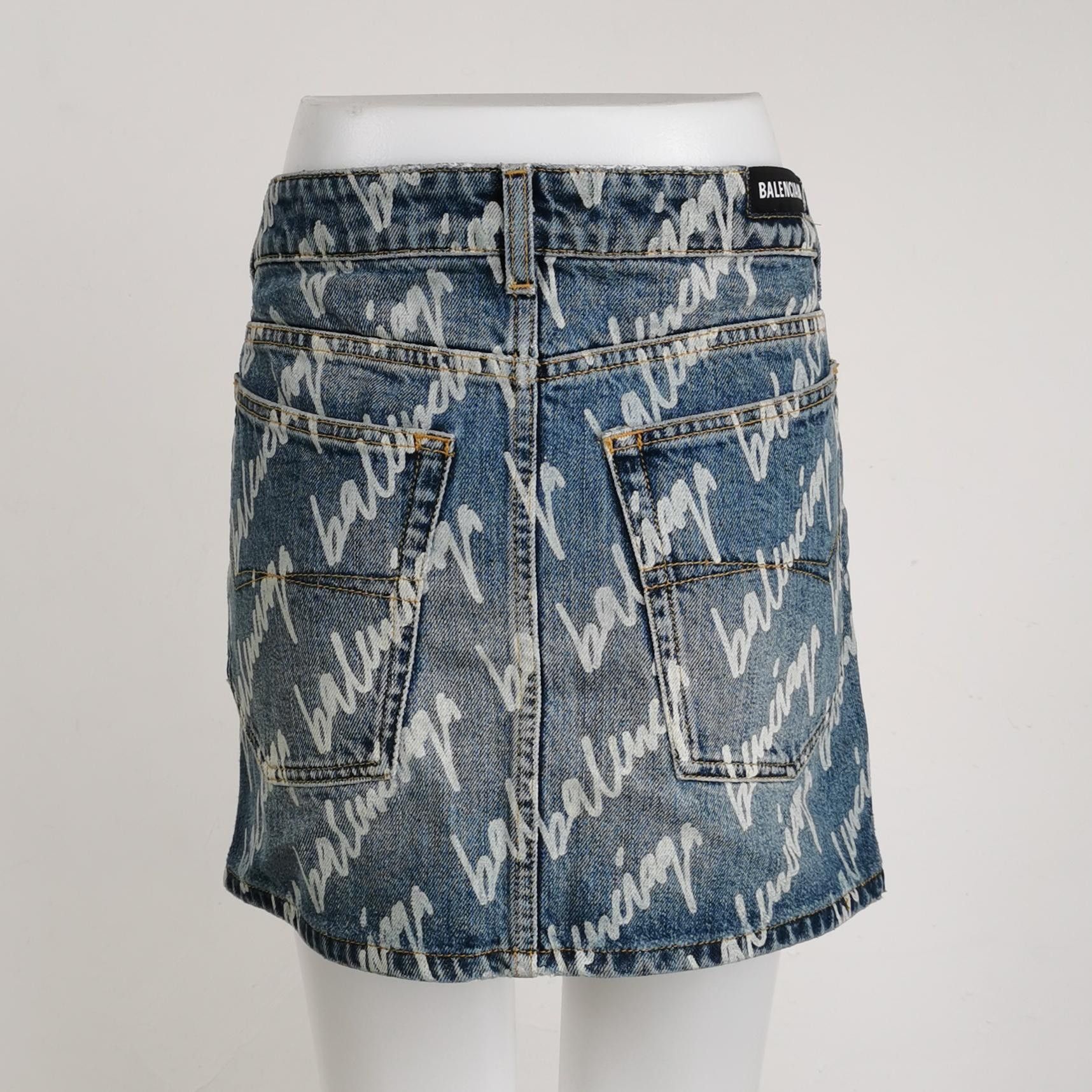 Balenciaga Balenciaga Denim Letter Logo Mini Skirt Size 28" / US 6 / IT 42 - 3 Thumbnail