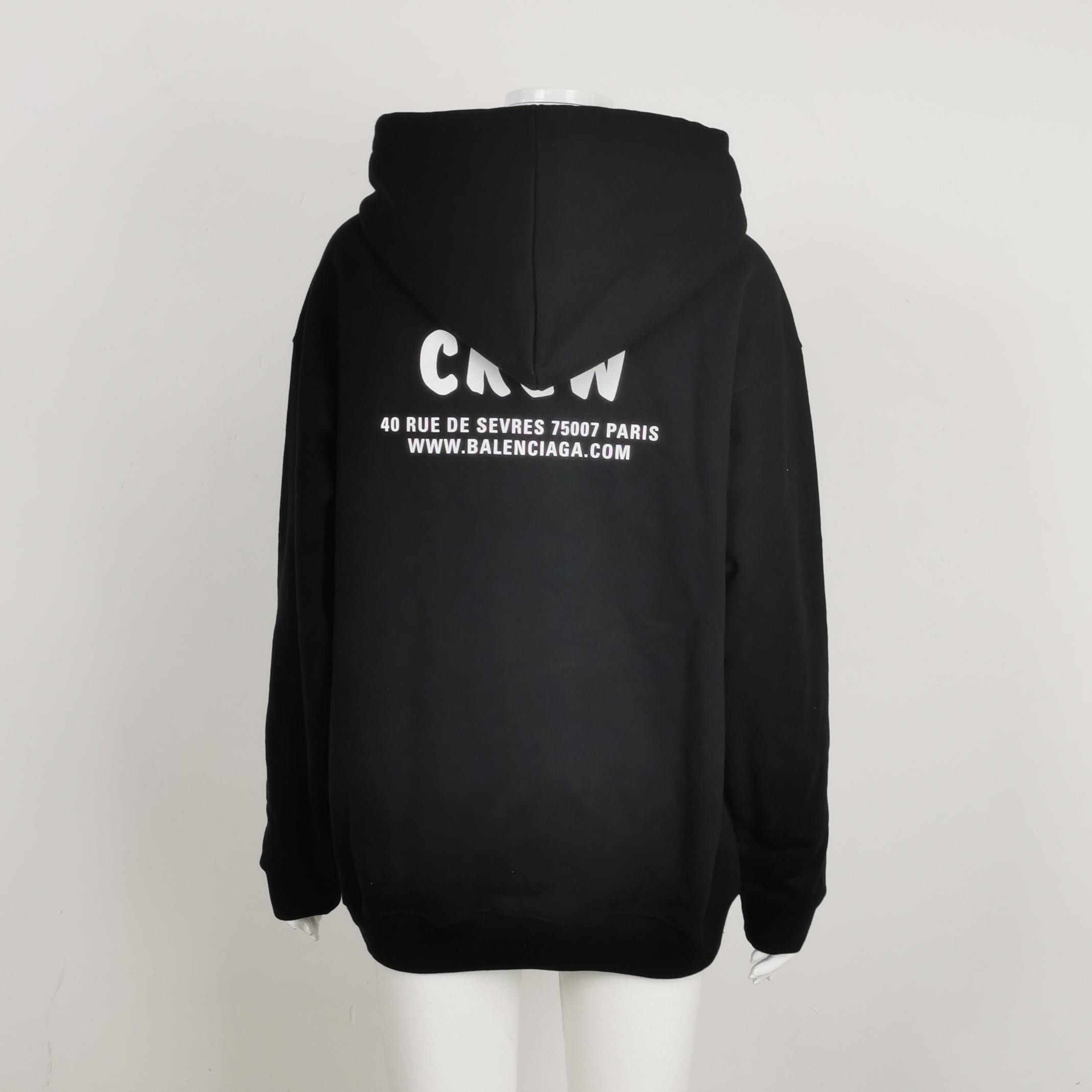 Balenciaga Balenciaga Black 'CREW' Logo Cotton Hoodie S Size S / US 4 / IT 40 - 3 Thumbnail