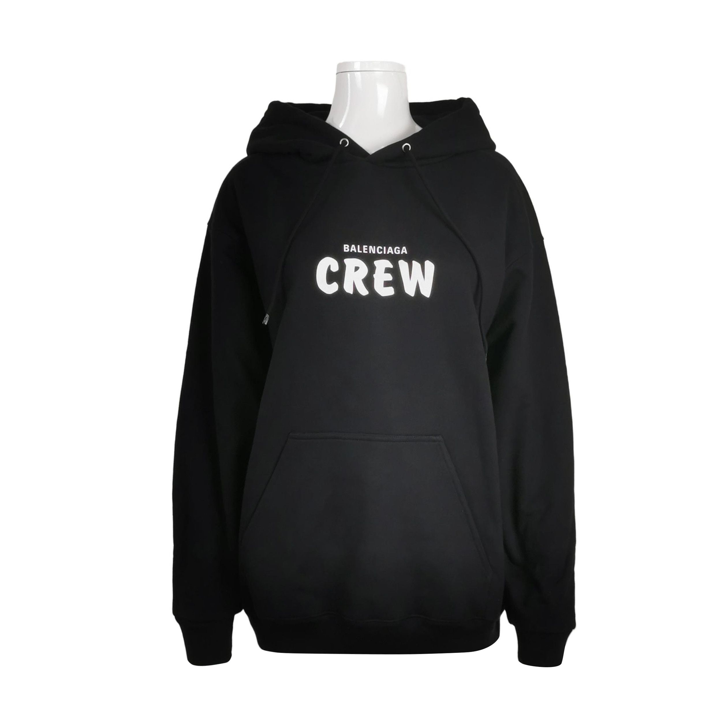 Balenciaga Balenciaga Black 'CREW' Logo Cotton Hoodie S Size S / US 4 / IT 40 - 2 Thumbnail