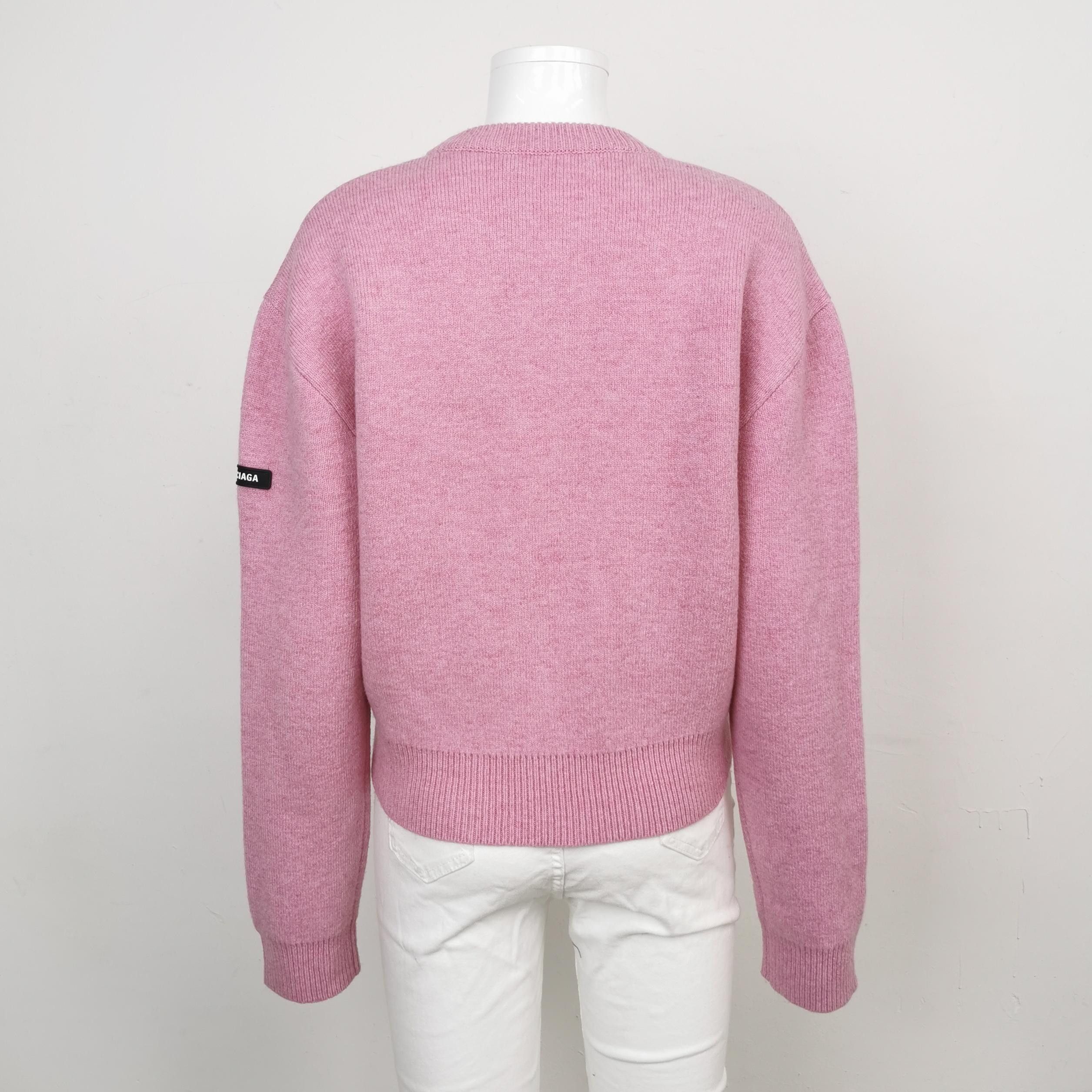 Balenciaga Balenciaga Pink Wool Blend Logo Crewneck Sweater M Size M / US 6-8 / IT 42-44 - 3 Thumbnail