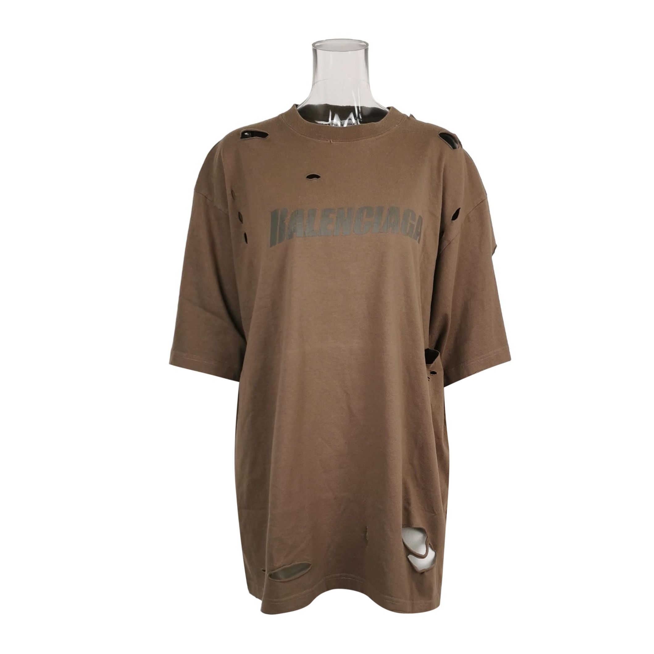 Balenciaga Balenciaga XS Cotton Distressed Logo Crew Neck T-Shirt Size XS / US 0-2 / IT 36-38 - 2 Thumbnail