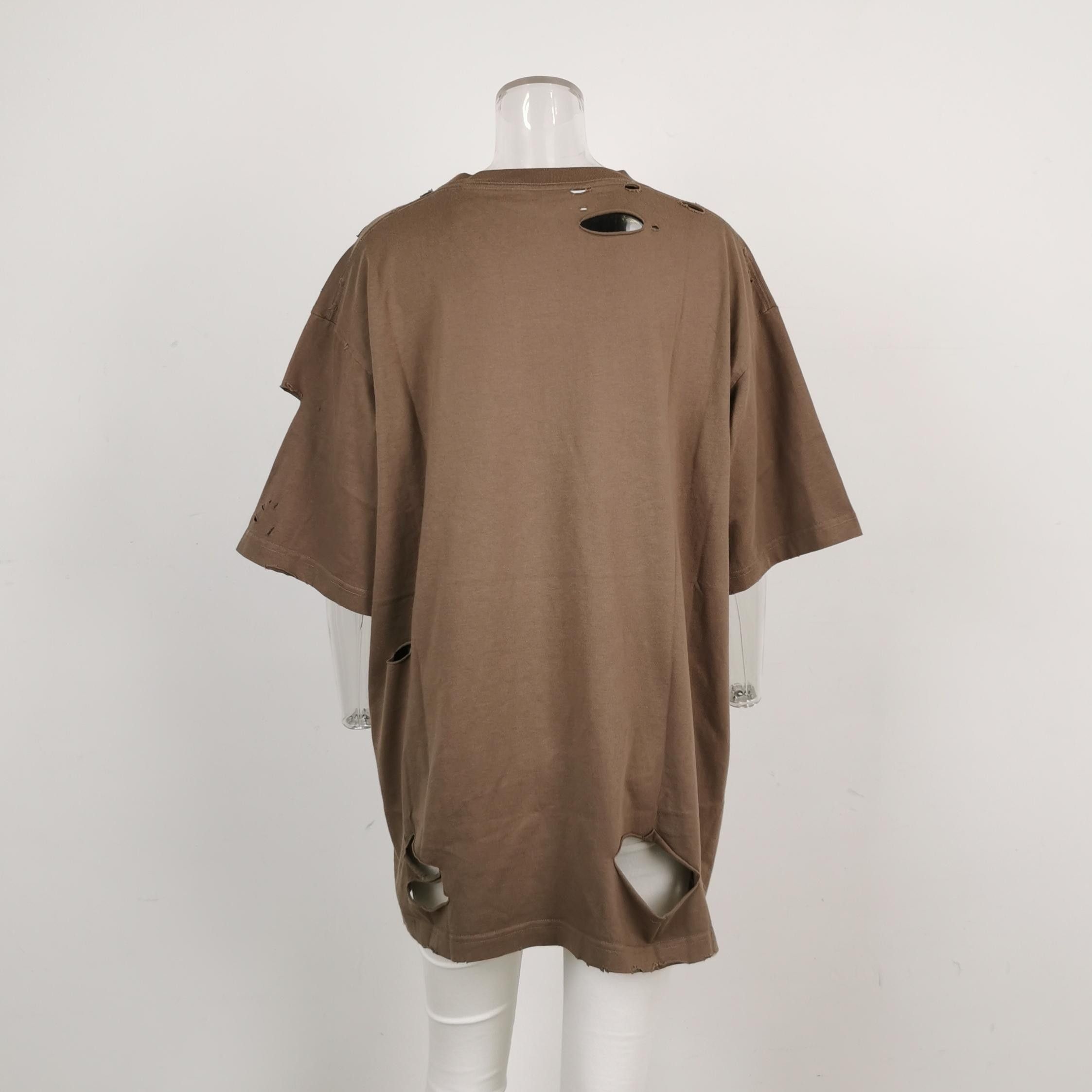 Balenciaga Balenciaga XS Cotton Distressed Logo Crew Neck T-Shirt Size XS / US 0-2 / IT 36-38 - 4 Thumbnail