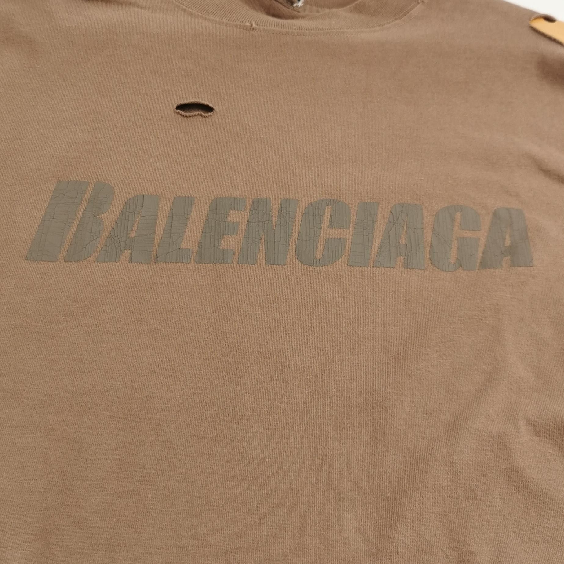 Balenciaga Balenciaga XS Cotton Distressed Logo Crew Neck T-Shirt Size XS / US 0-2 / IT 36-38 - 5 Thumbnail