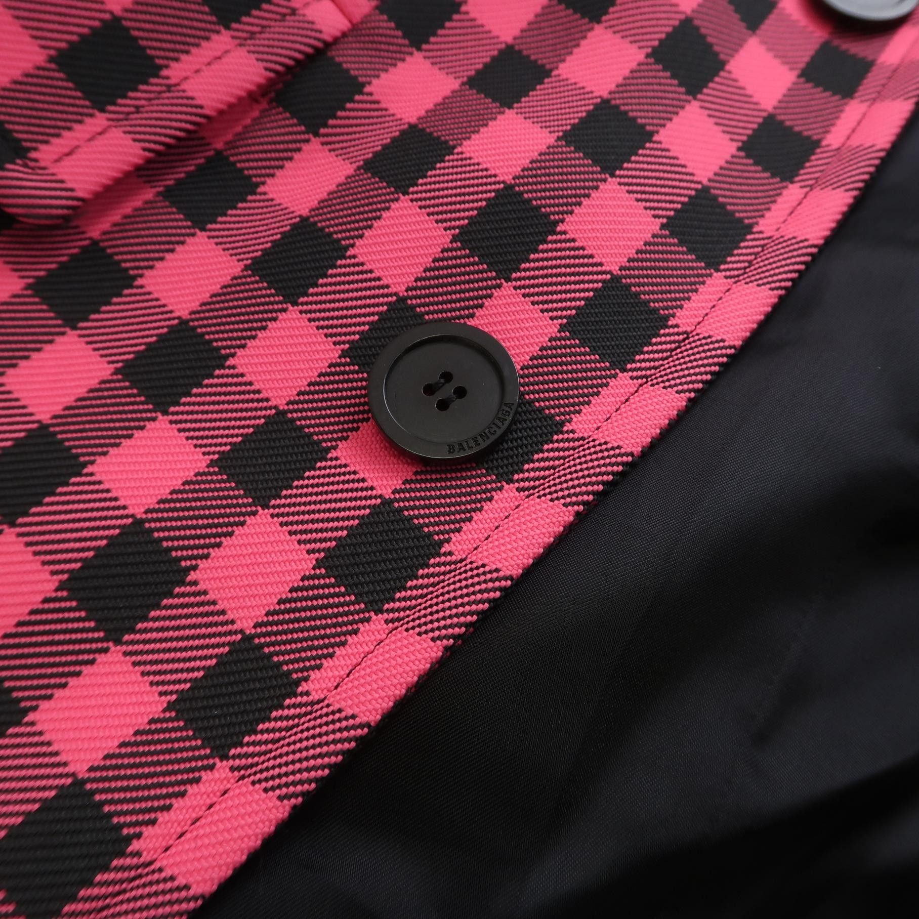 Balenciaga Pink & Black Checkered Single-Breasted Blazer Size XS / US 0-2 / IT 36-38 - 5 Thumbnail