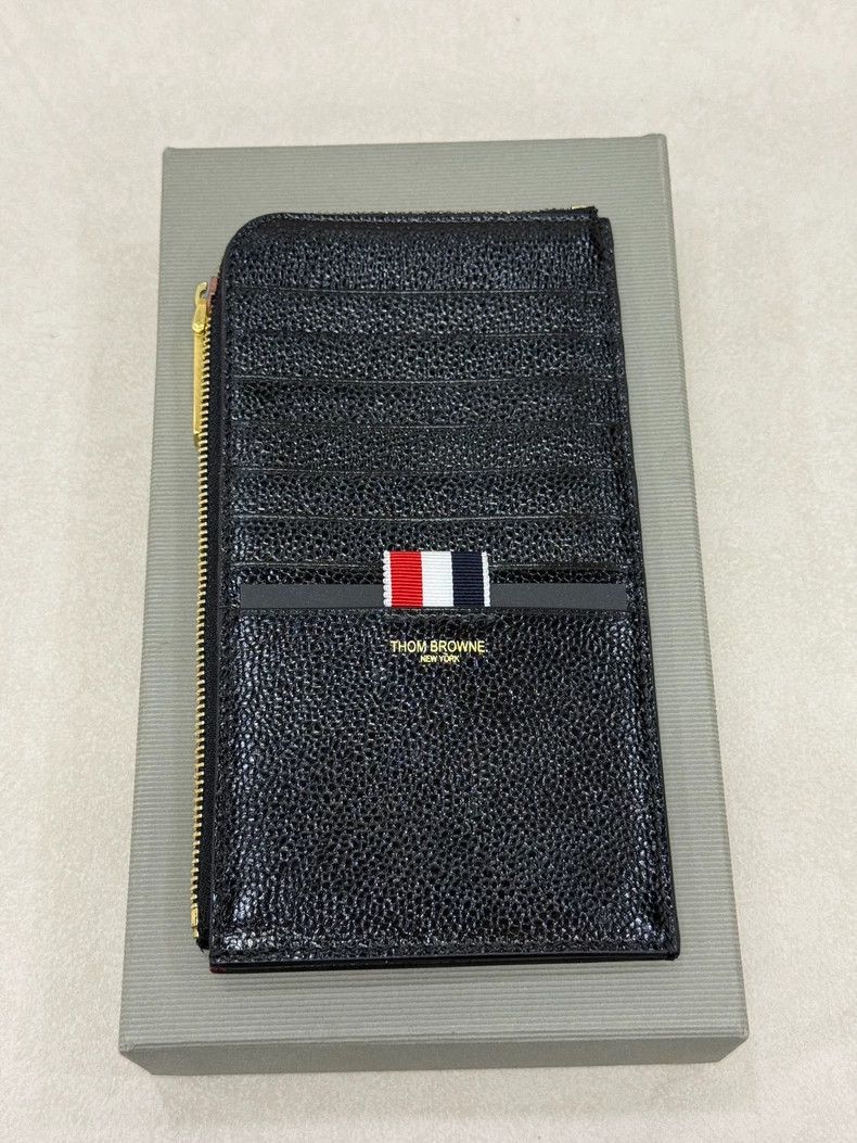 Thom Browne THOM BROWNE Leather Zip Card Wallet Size ONE SIZE - 2 Thumbnail