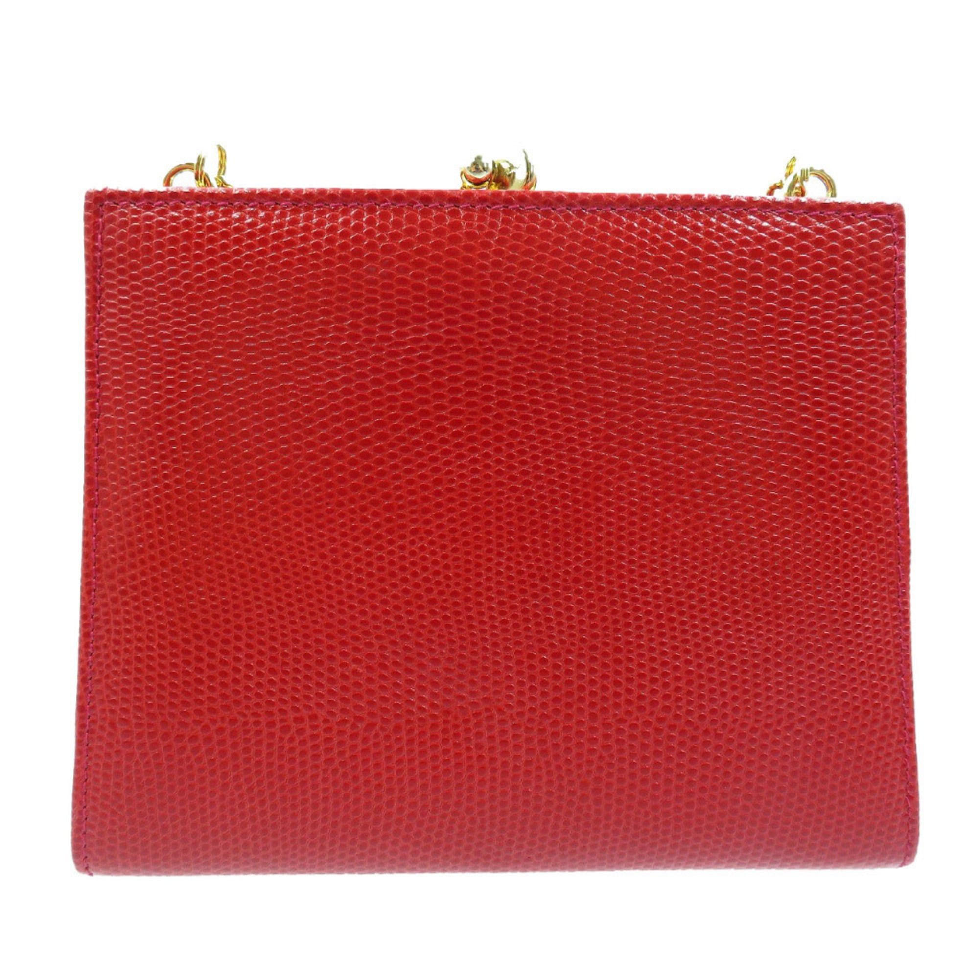 Salvatore Ferragamo Excellent condition Salvatore Ferragamo Vara Ribbon embossed lizard red shoulder bag 223354 with gold chain. Item number 0018. Ferragamo. Size ONE SIZE - 2 Thumbnail