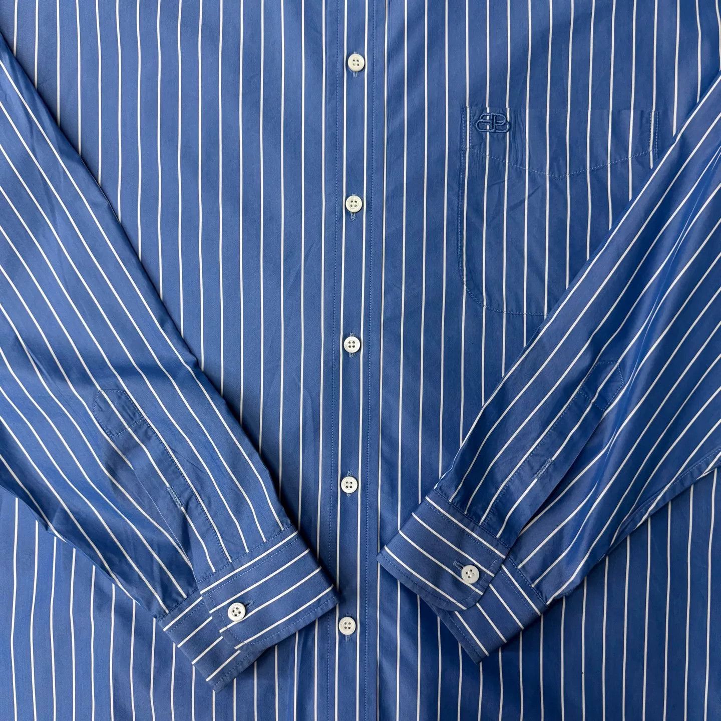 Balenciaga Balenciaga Blue Stripe Shirt Size US L / EU 52-54 / 3 - 2 Thumbnail