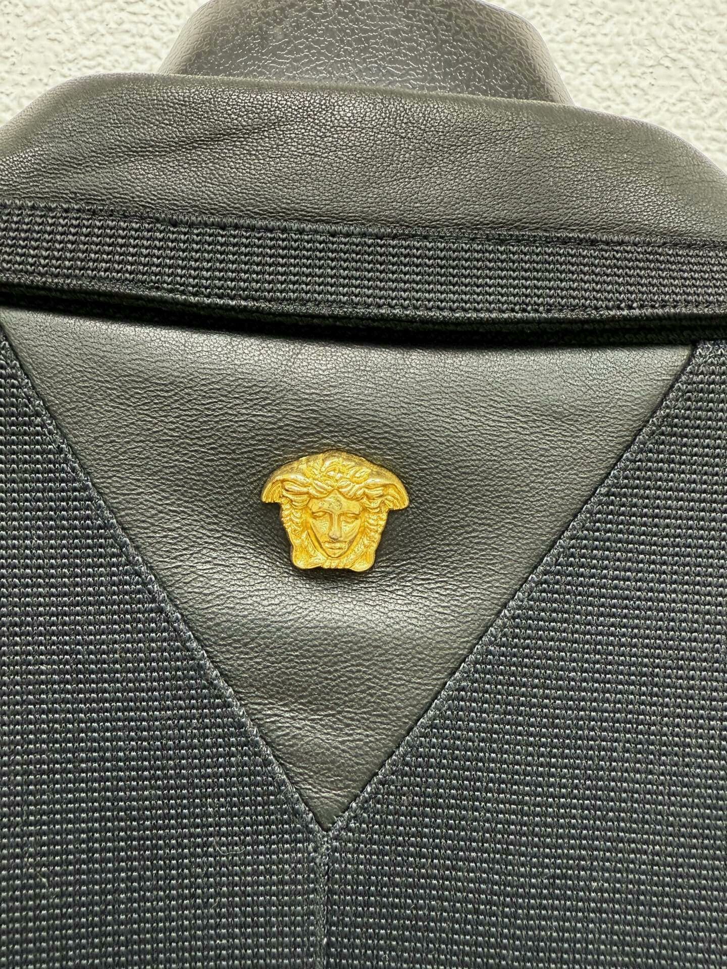 Versace VERSACE Leather Trim Casual Blazer Size US L / EU 52-54 / 3 - 6 Thumbnail