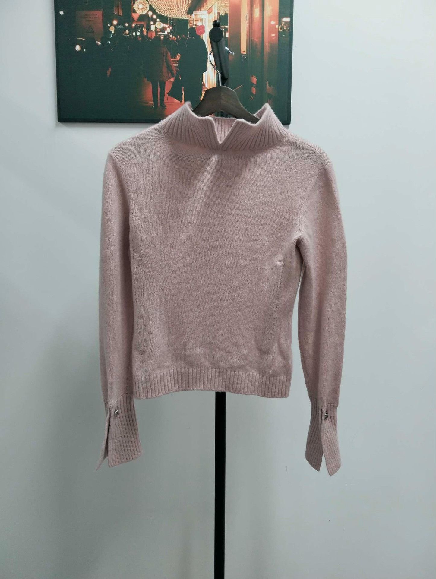 Chanel pink high-neck knitted sweater by chanel Size US S / EU 44-46 / 1 - 2 Thumbnail