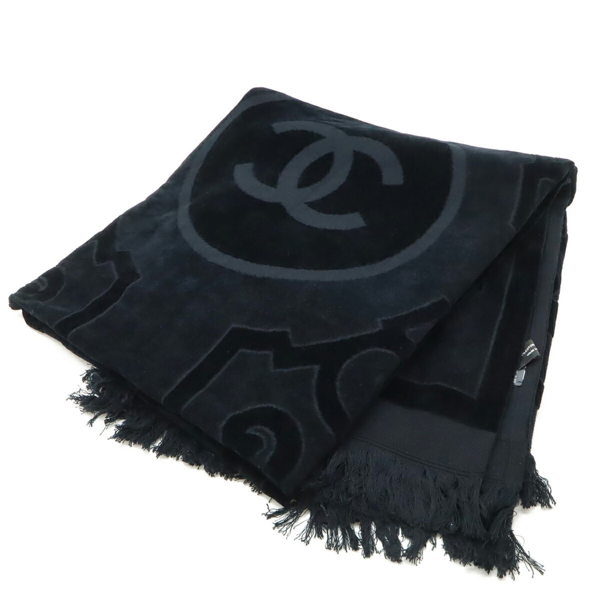 Chanel CHANEL Coco Mark Beach Tote, Bag, Large Shoulder Pile, Black, Includes Blanket Size ONE SIZE - 8 Thumbnail