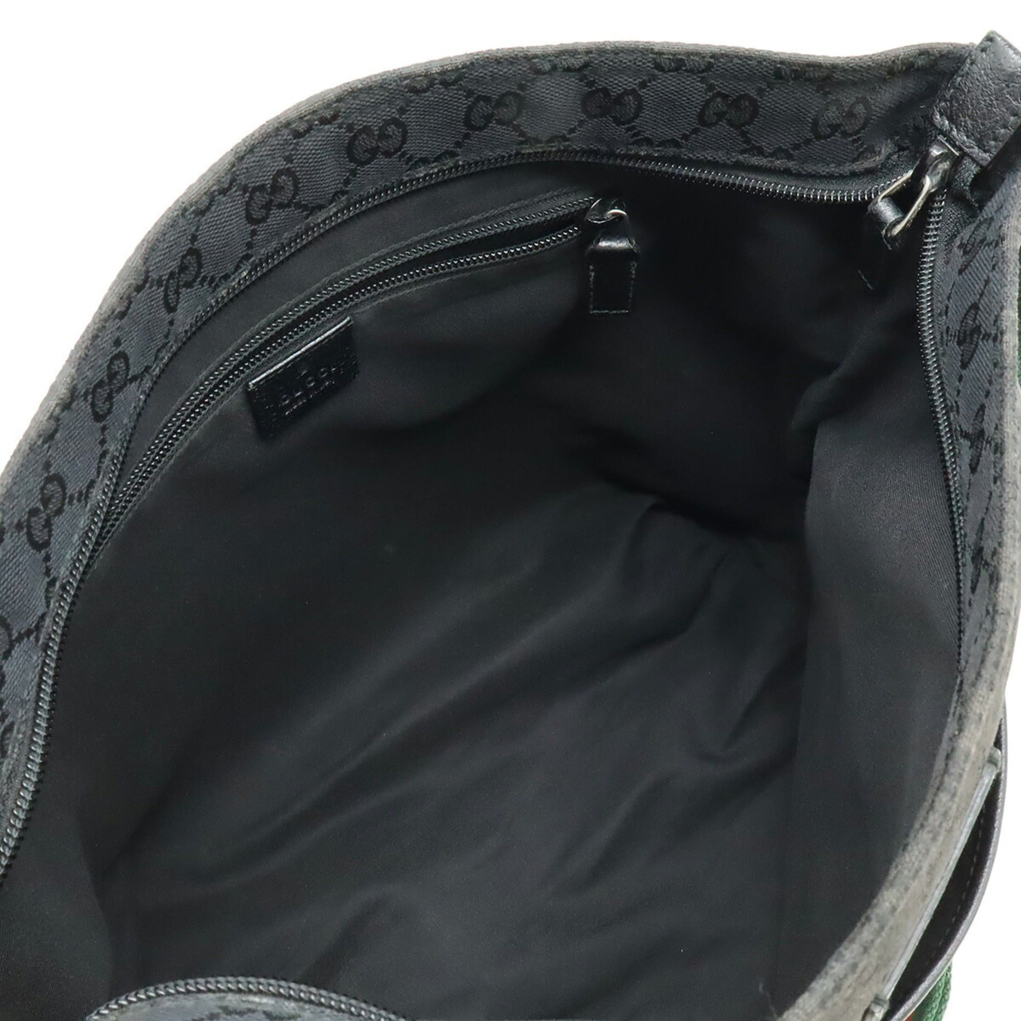 GUCCI GG Canvas Sherry Line Web Shoulder Bag in Black Leather 189751