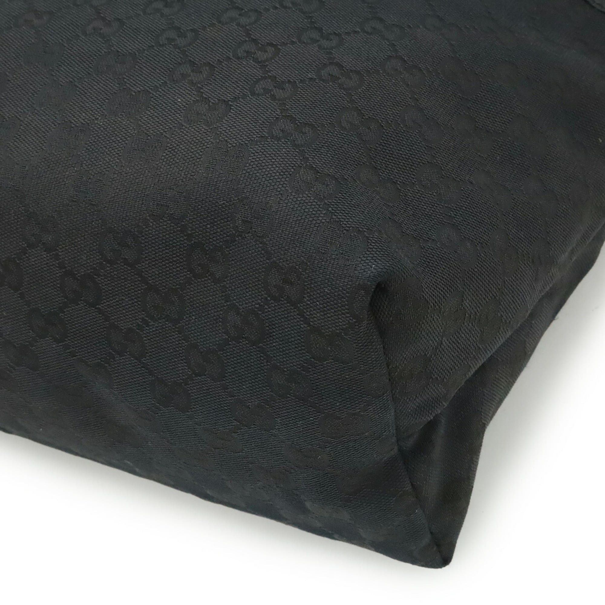 GUCCI GG Canvas Sherry Line Web Shoulder Bag in Black Leather 189751