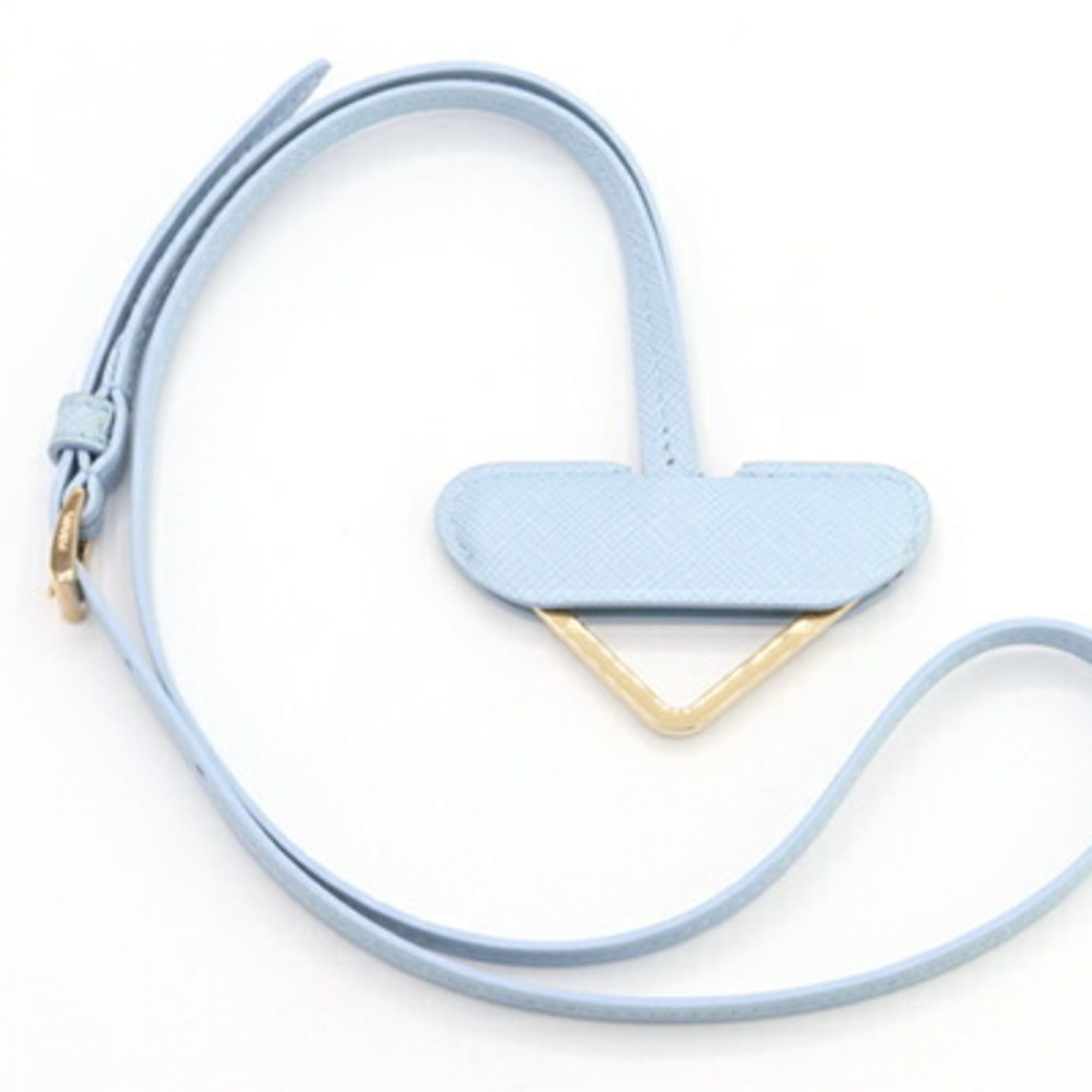 Prada Prada Neck Strap 1PP184 Light Blue Leather New Unused Keychain Key Ring Bag Charm Women's Triangle PRADA Size ONE SIZE - 2 Thumbnail