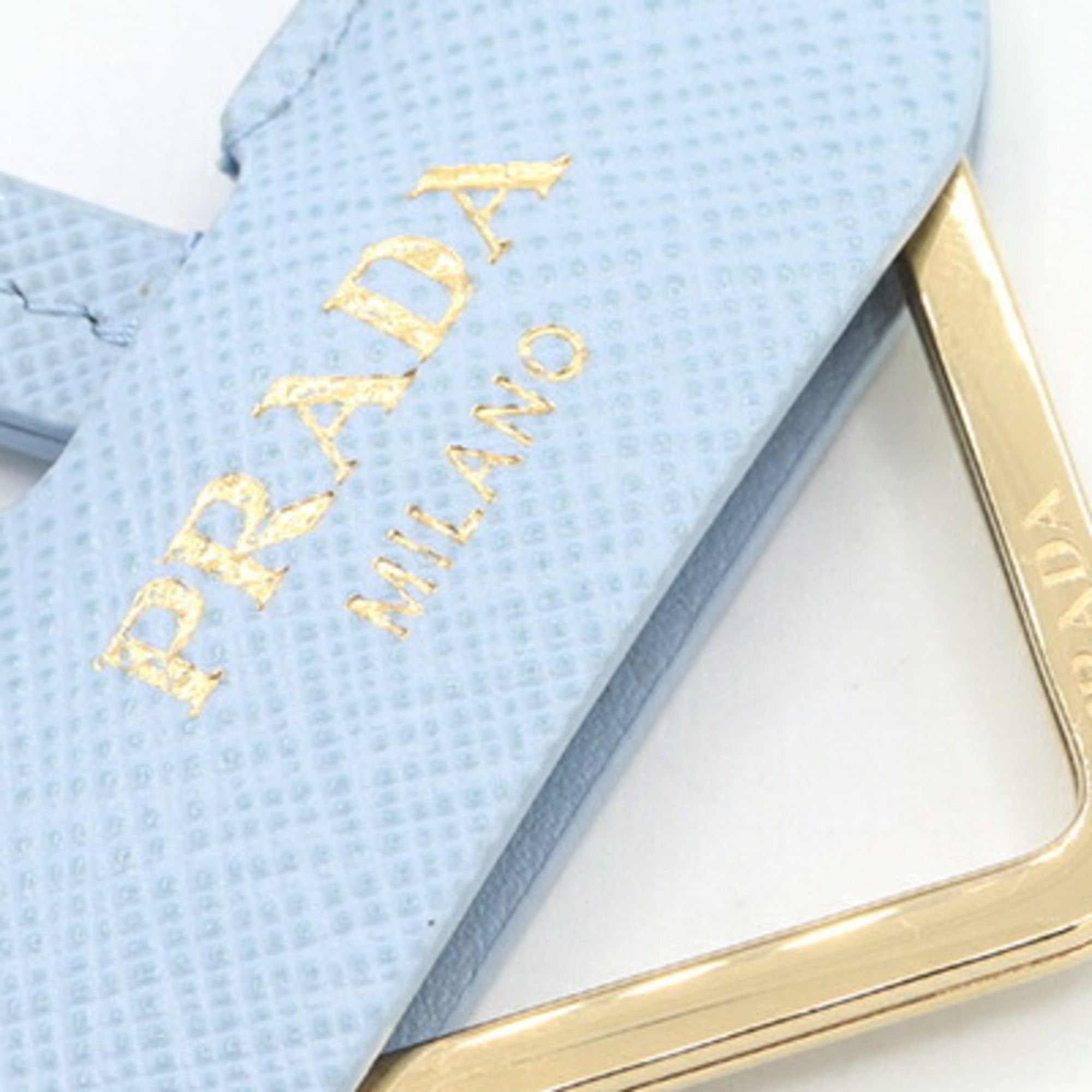 Prada Prada Neck Strap 1PP184 Light Blue Leather New Unused Keychain Key Ring Bag Charm Women's Triangle PRADA Size ONE SIZE - 4 Thumbnail