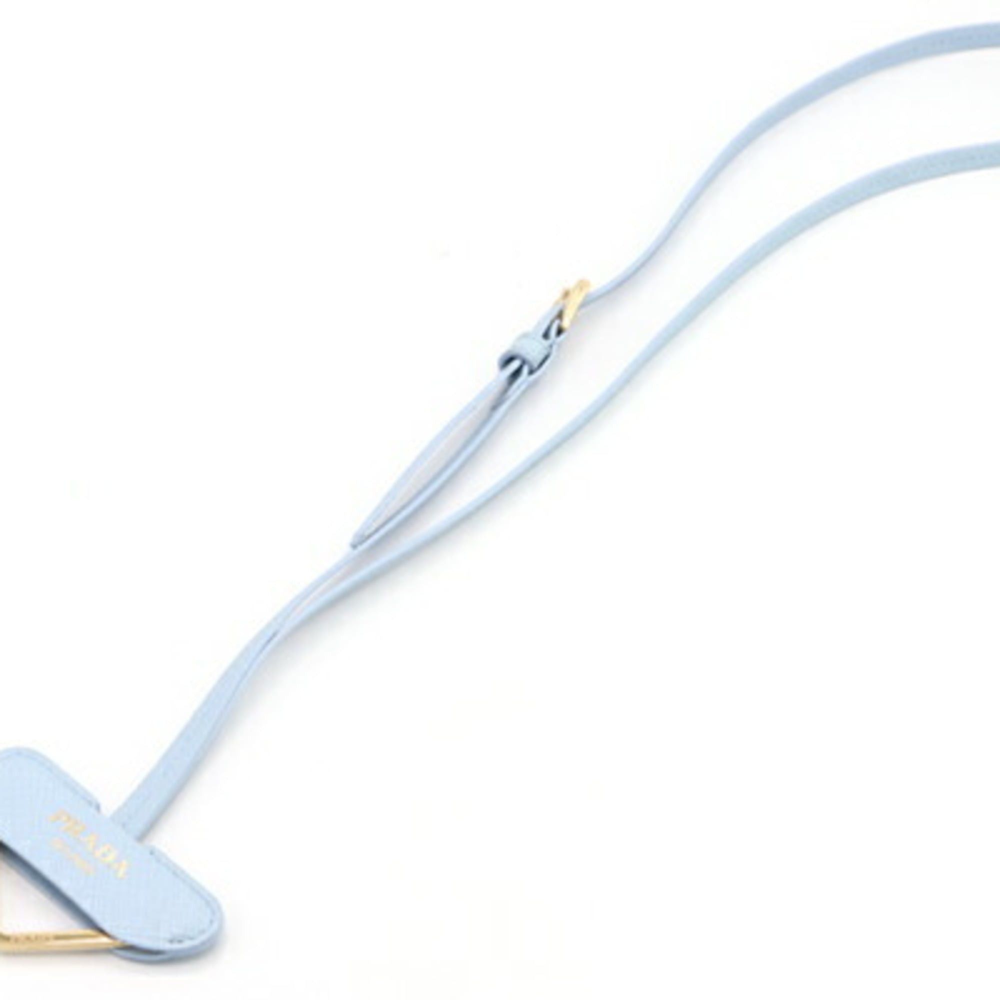 Prada Prada Neck Strap 1PP184 Light Blue Leather New Unused Keychain Key Ring Bag Charm Women's Triangle PRADA Size ONE SIZE - 3 Thumbnail