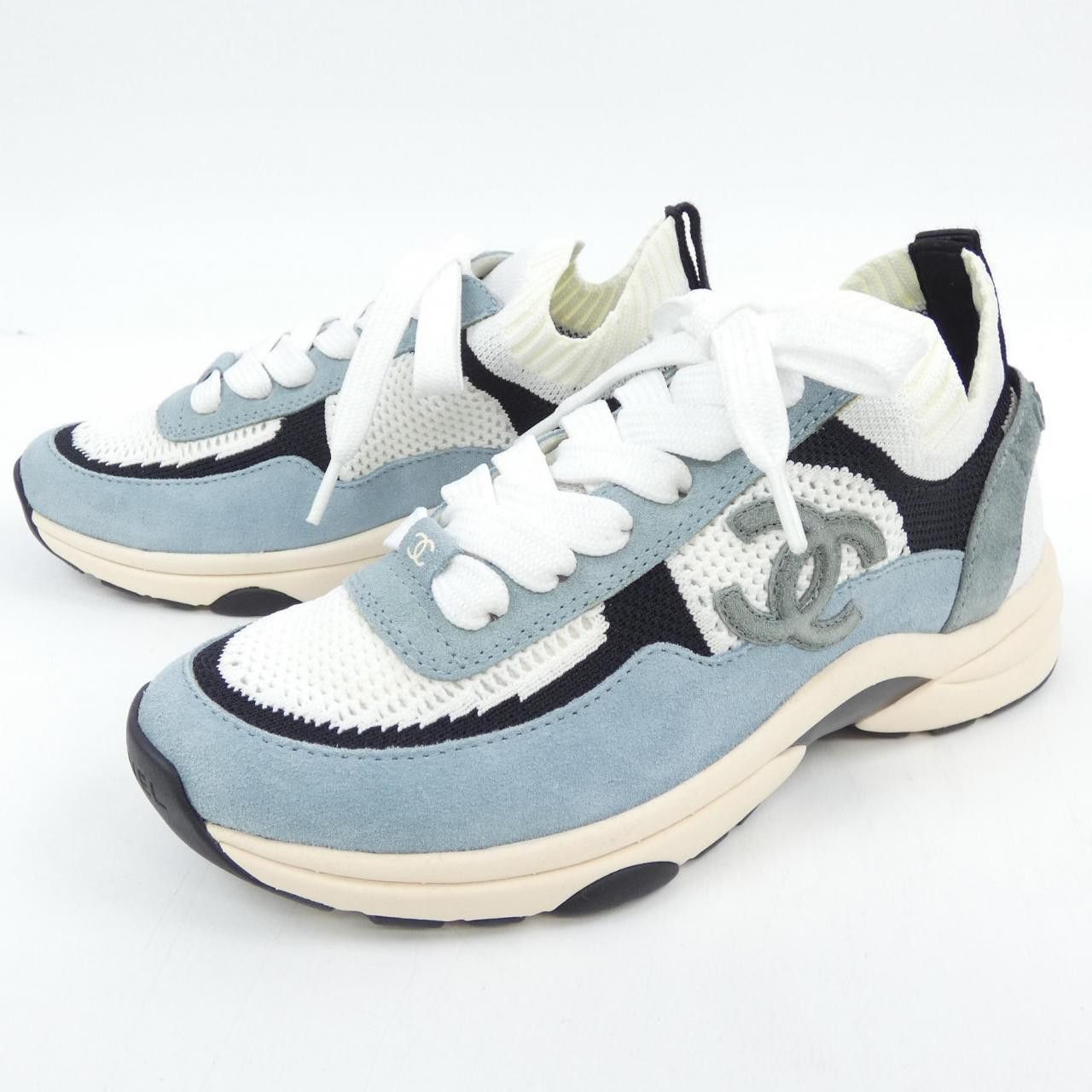 Chanel Chanel Chanel G38750Y55682 Knit & Suede Calfskin Sneakers Suede Shoes G38750Y55682 DUTY FREE for USA Size ONE SIZE - 3 Thumbnail