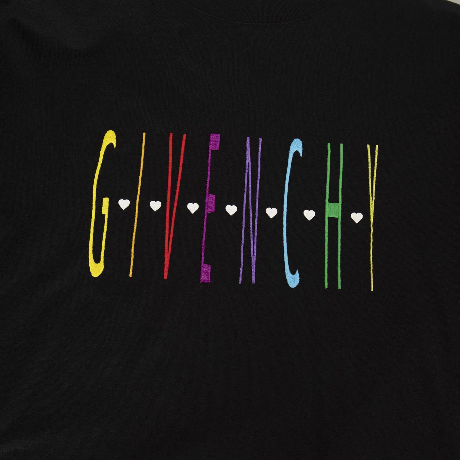 Givenchy Black & Rainbow Embroidered Logo T-Shirt Size XXL / US 16-18 / IT 52-54 - 3 Thumbnail
