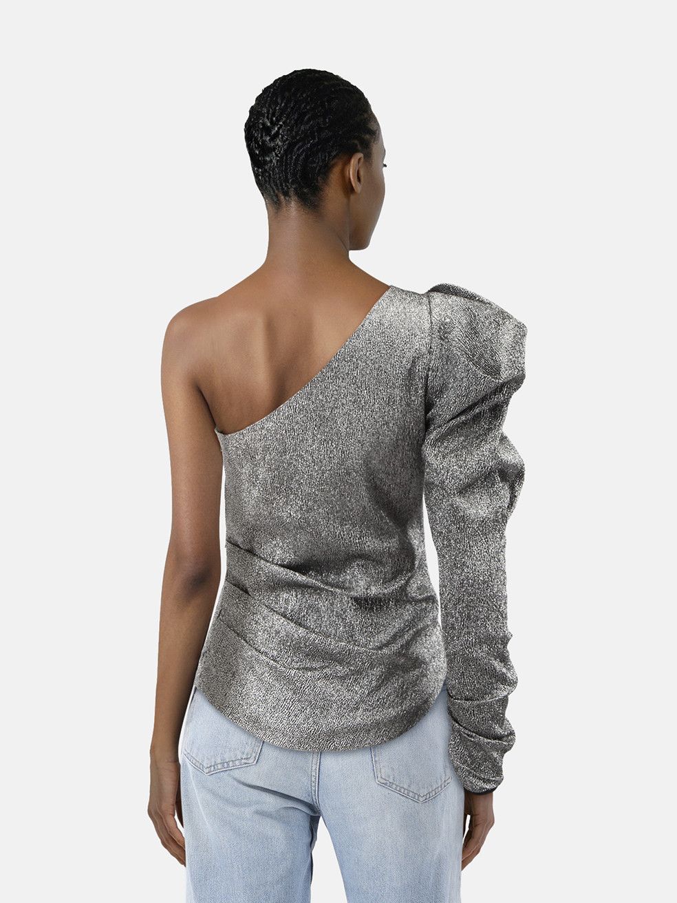 Isabel Marant Silver Metallic One Sleeve Top Size S / US 4 / IT 40 - 2 Thumbnail