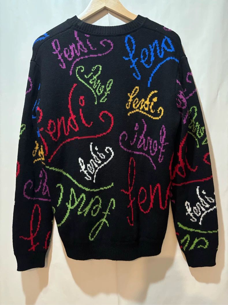 Fendi Fendi Logo Print Round Neck Wool Sweater Size US M / EU 48-50 / 2 - 2 Thumbnail