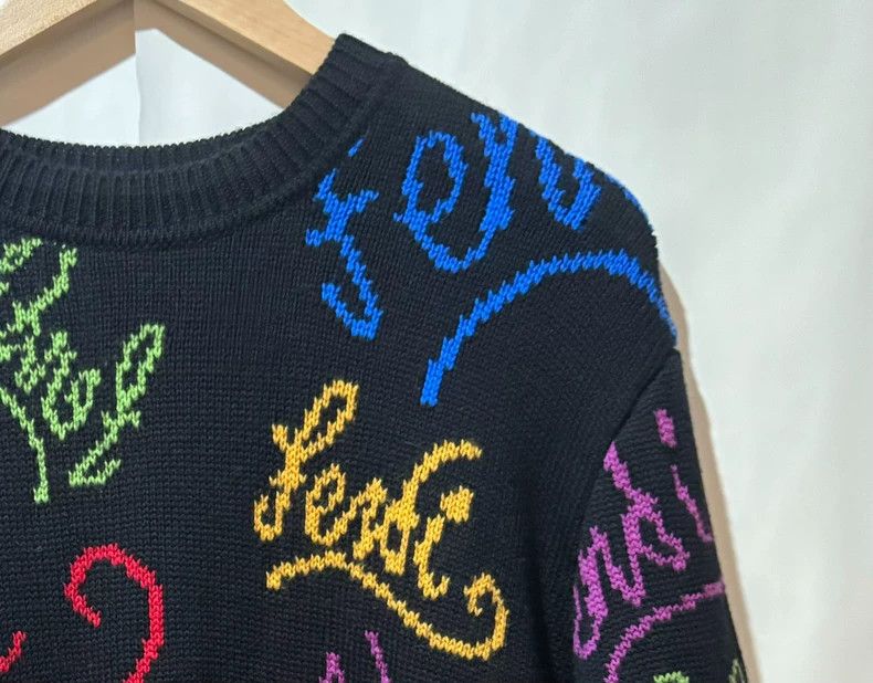 Fendi Fendi Logo Print Round Neck Wool Sweater Size US M / EU 48-50 / 2 - 3 Thumbnail