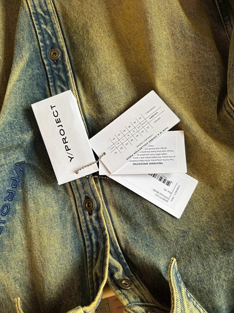 Yohji Yamamoto Y/Project Washed Yellow Denim Jacket Size US XS / EU 42 / 0 - 4 Thumbnail