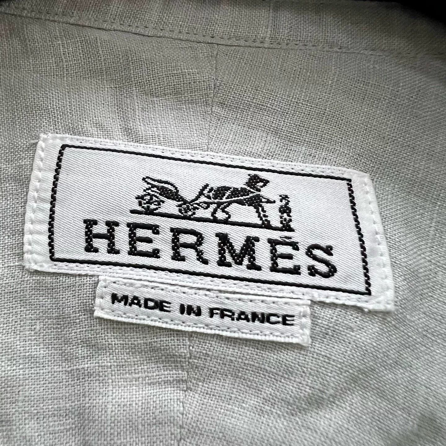 Hermes HERMES Solid Round Neck Cotton-Linen Shirt Size US M / EU 48-50 / 2 - 2 Thumbnail