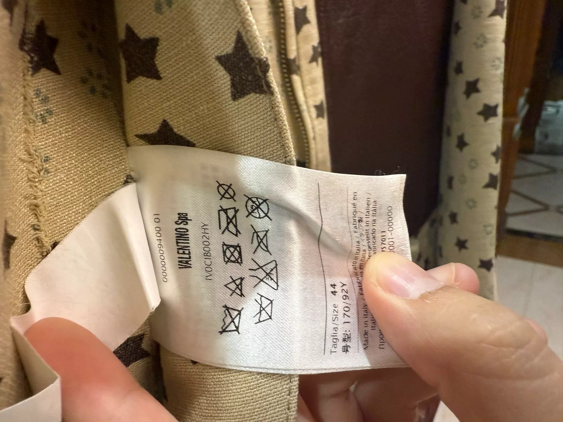 Valentino Valentino Beige Star Pattern Jacket Size US L / EU 52-54 / 3 - 7 Thumbnail
