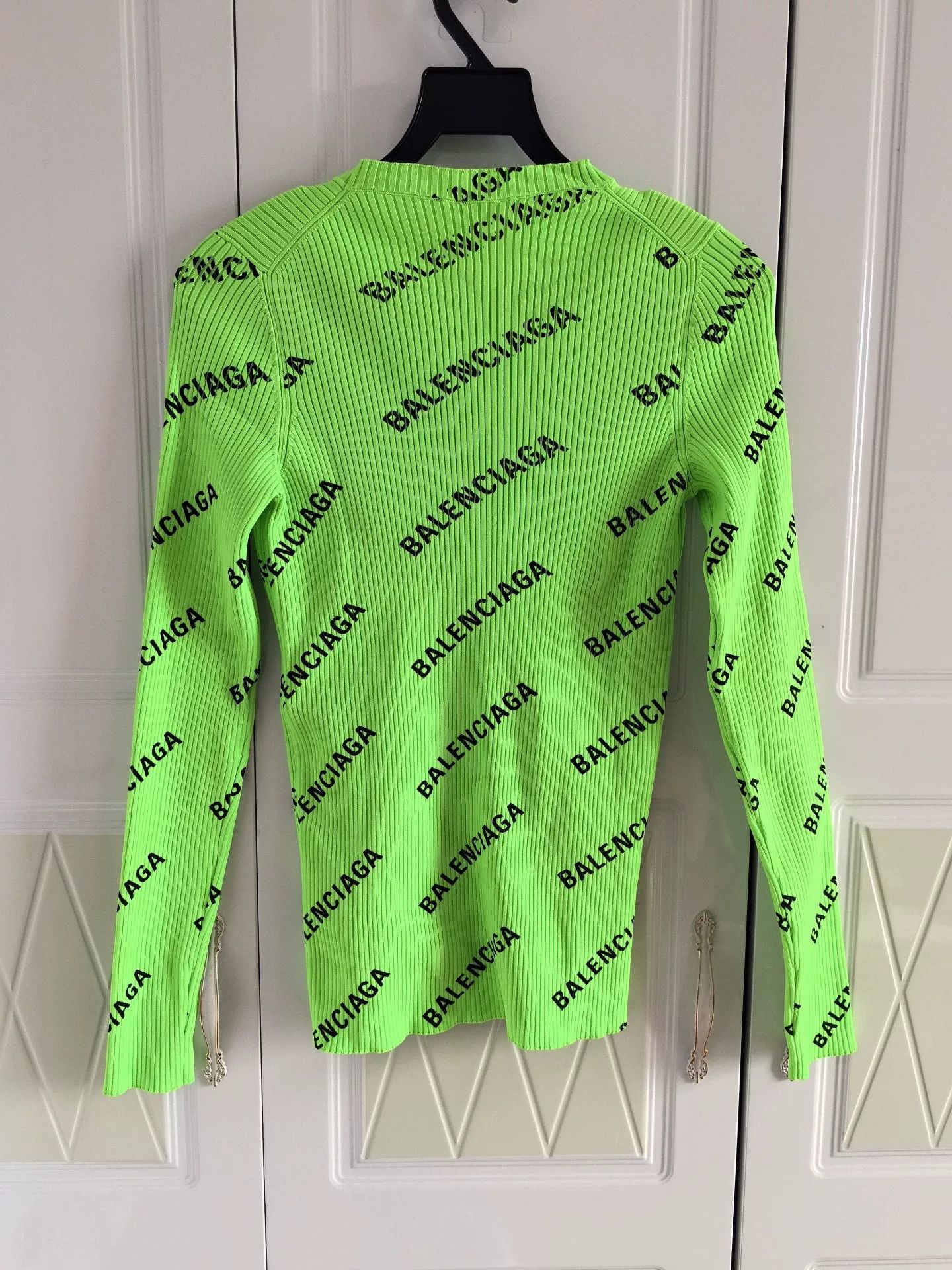 Balenciaga Balenciaga Logo Green Slim Long-sleeve T-shirt - dmc Size US M / EU 48-50 / 2 - 4 Thumbnail