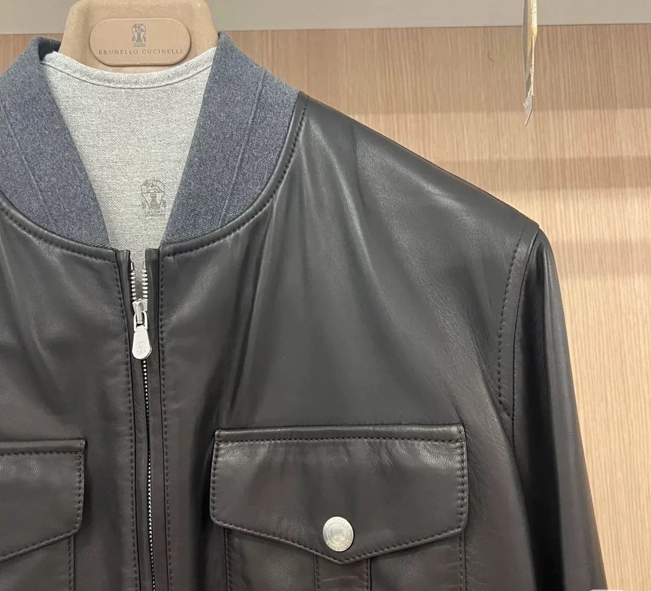 Brunello Cucinelli Brunello Cucinelli Lambskin Leather Jacket Size US M / EU 48-50 / 2 - 2 Thumbnail