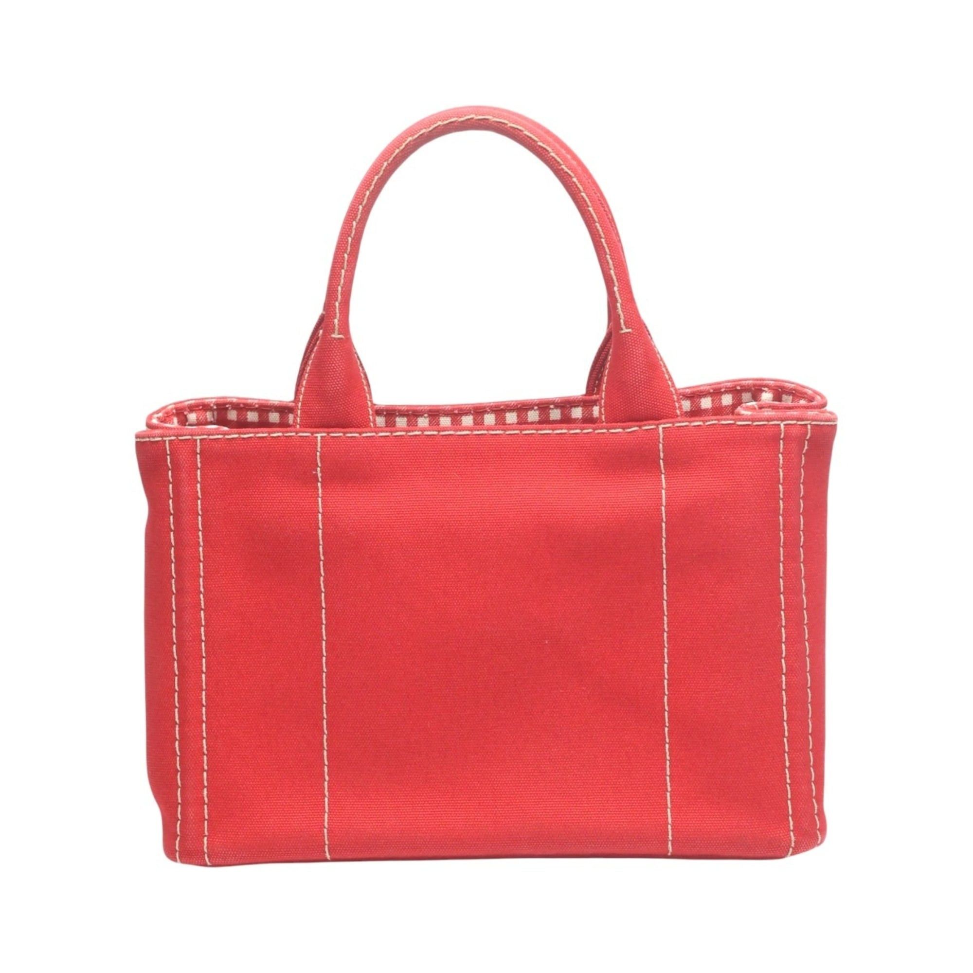Prada Prada Canapa Tote Mini Canvas Denim Bag 1BG439 Red Size ONE SIZE - 2 Thumbnail