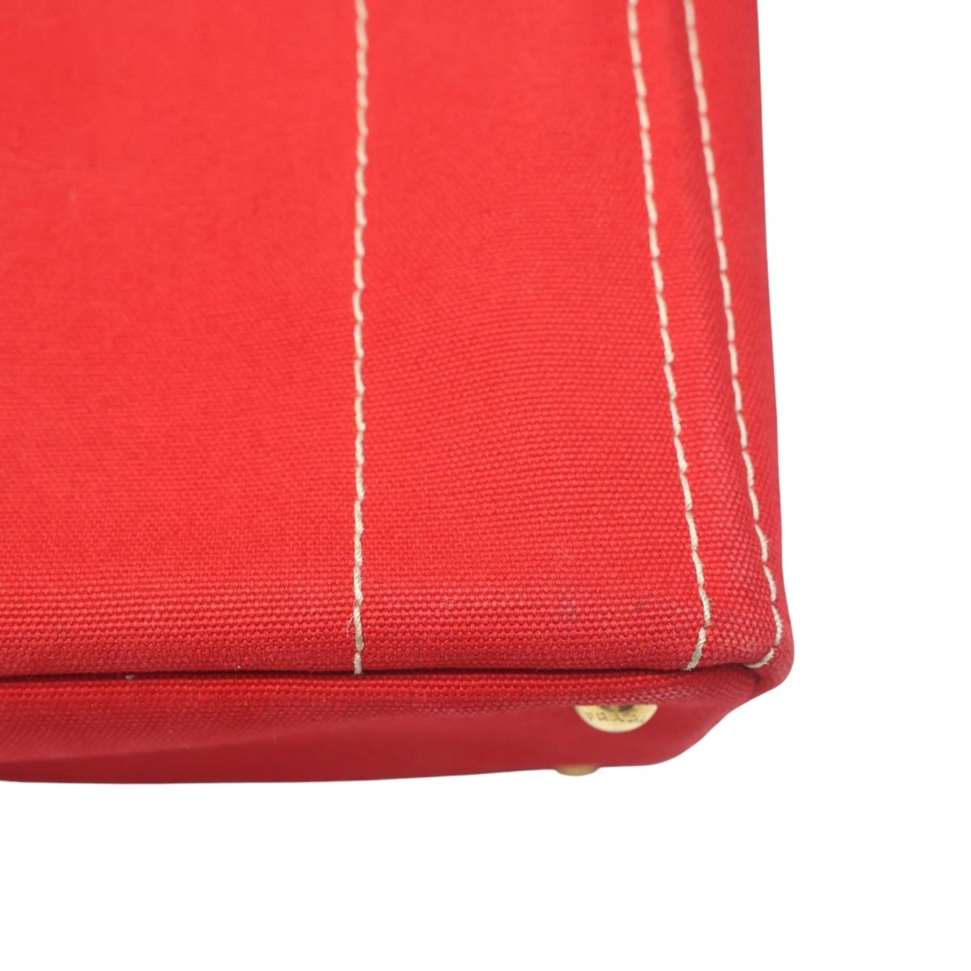 Prada Prada Canapa Tote Mini Canvas Denim Bag 1BG439 Red Size ONE SIZE - 11 Thumbnail