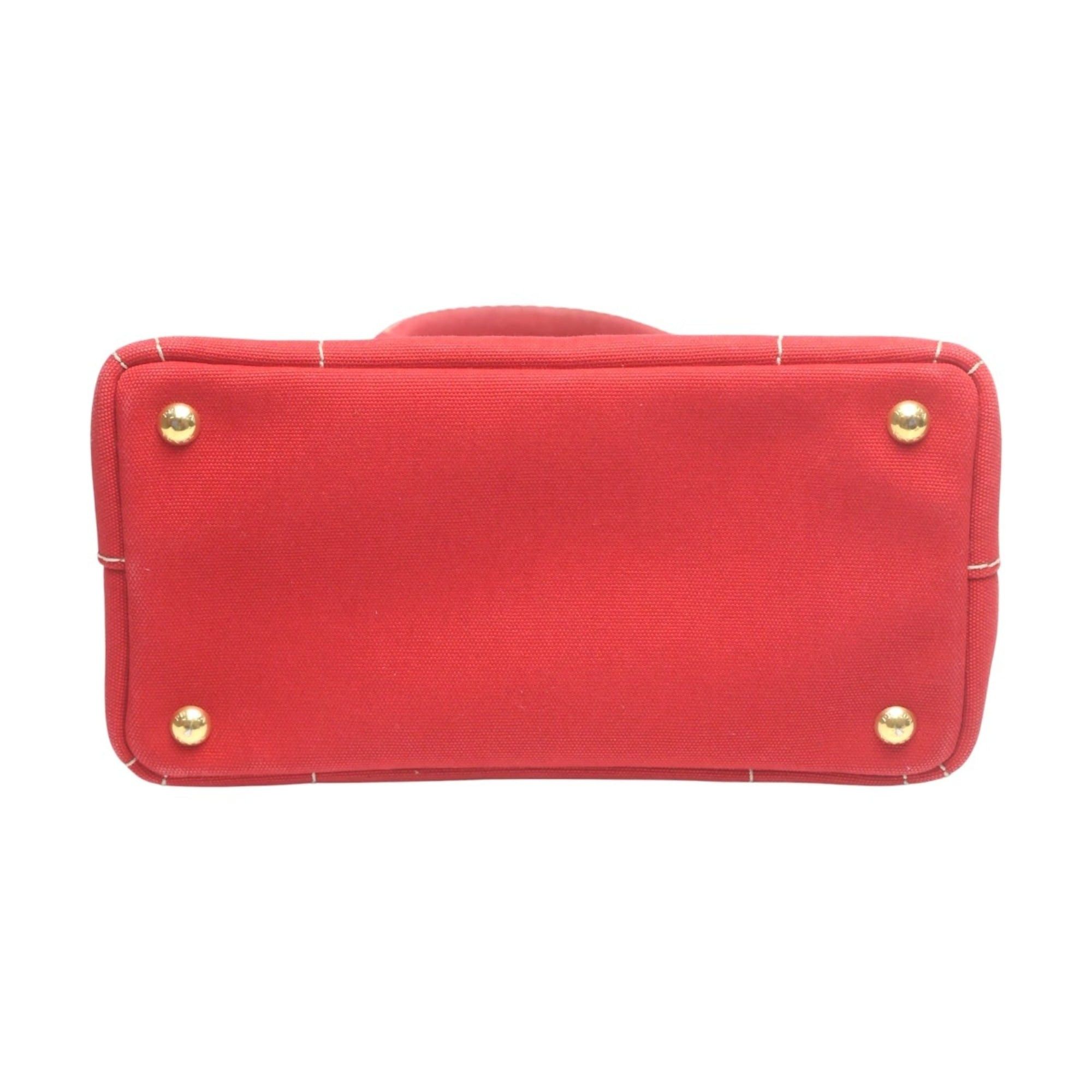 Prada Prada Canapa Tote Mini Canvas Denim Bag 1BG439 Red Size ONE SIZE - 5 Thumbnail