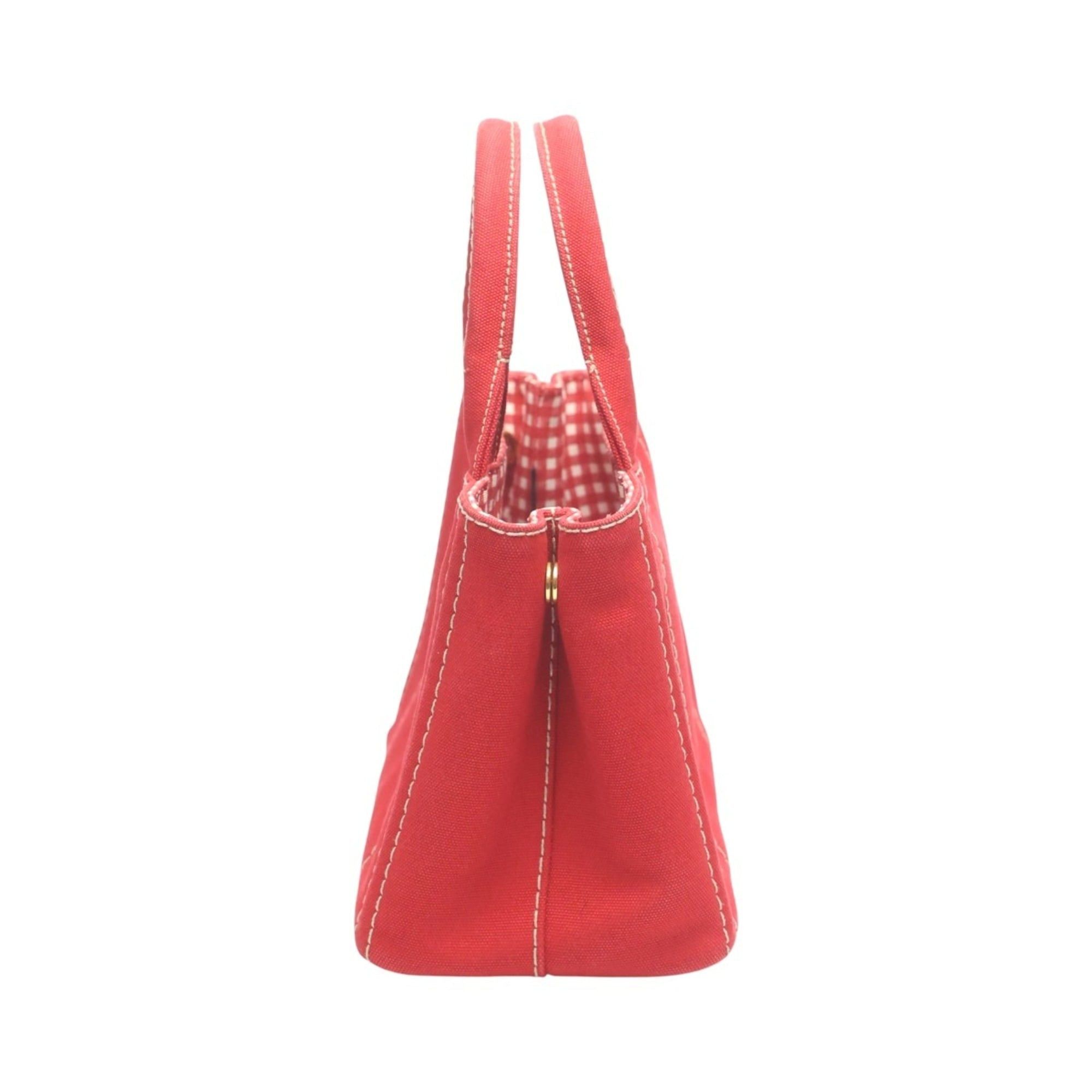 Prada Prada Canapa Tote Mini Canvas Denim Bag 1BG439 Red Size ONE SIZE - 4 Thumbnail